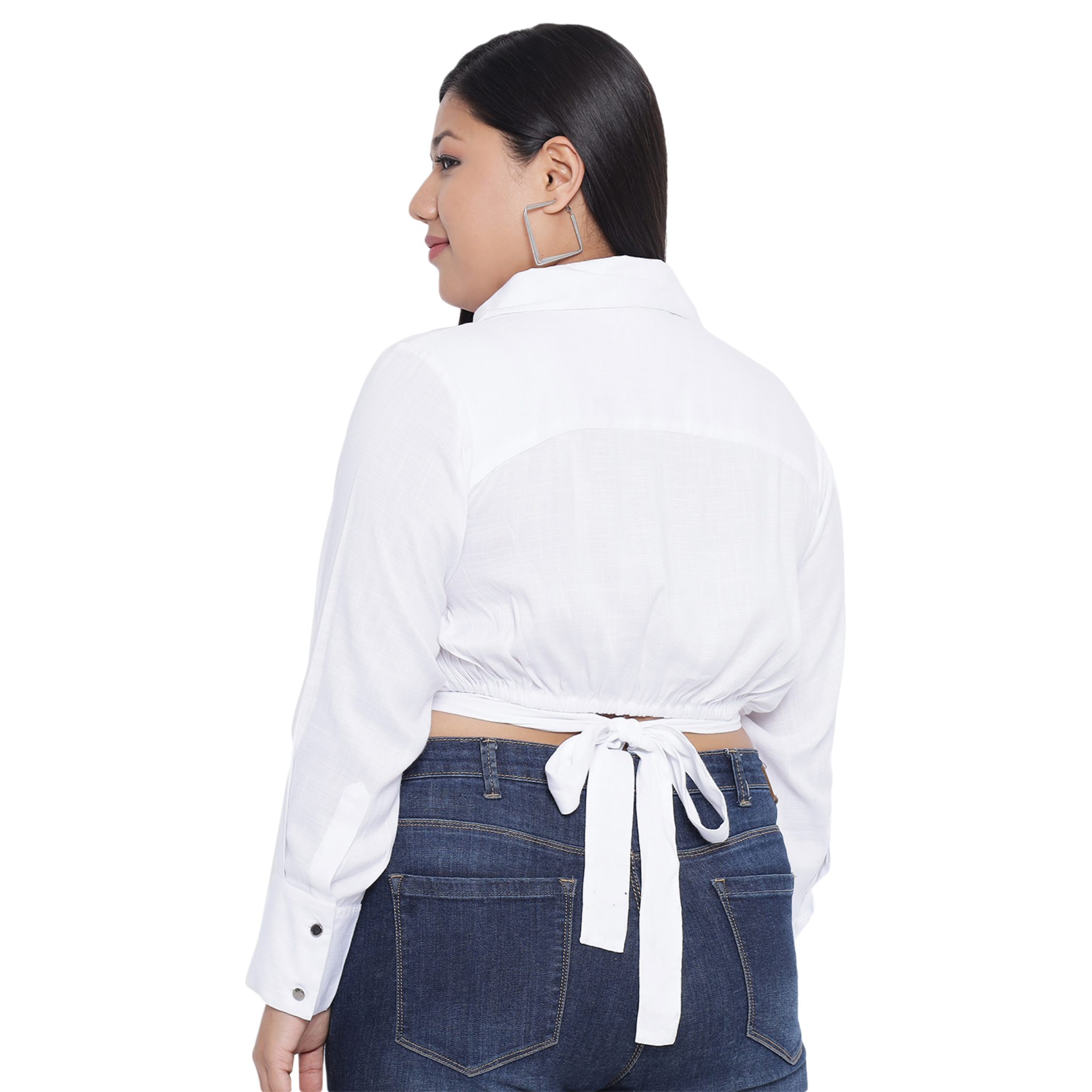 White Solid Plus Size Top