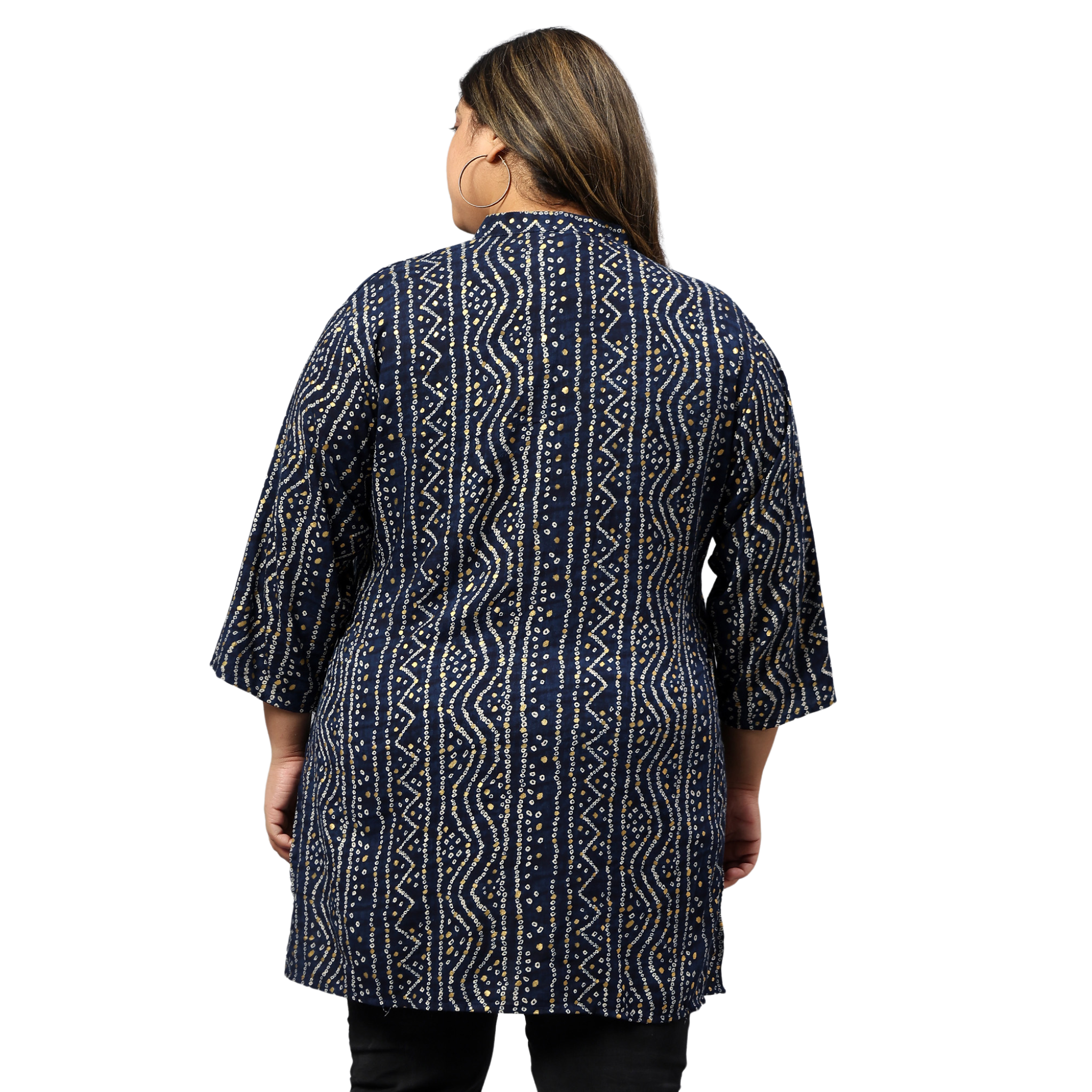 Blue Bandhani Print Plus Size Tunic