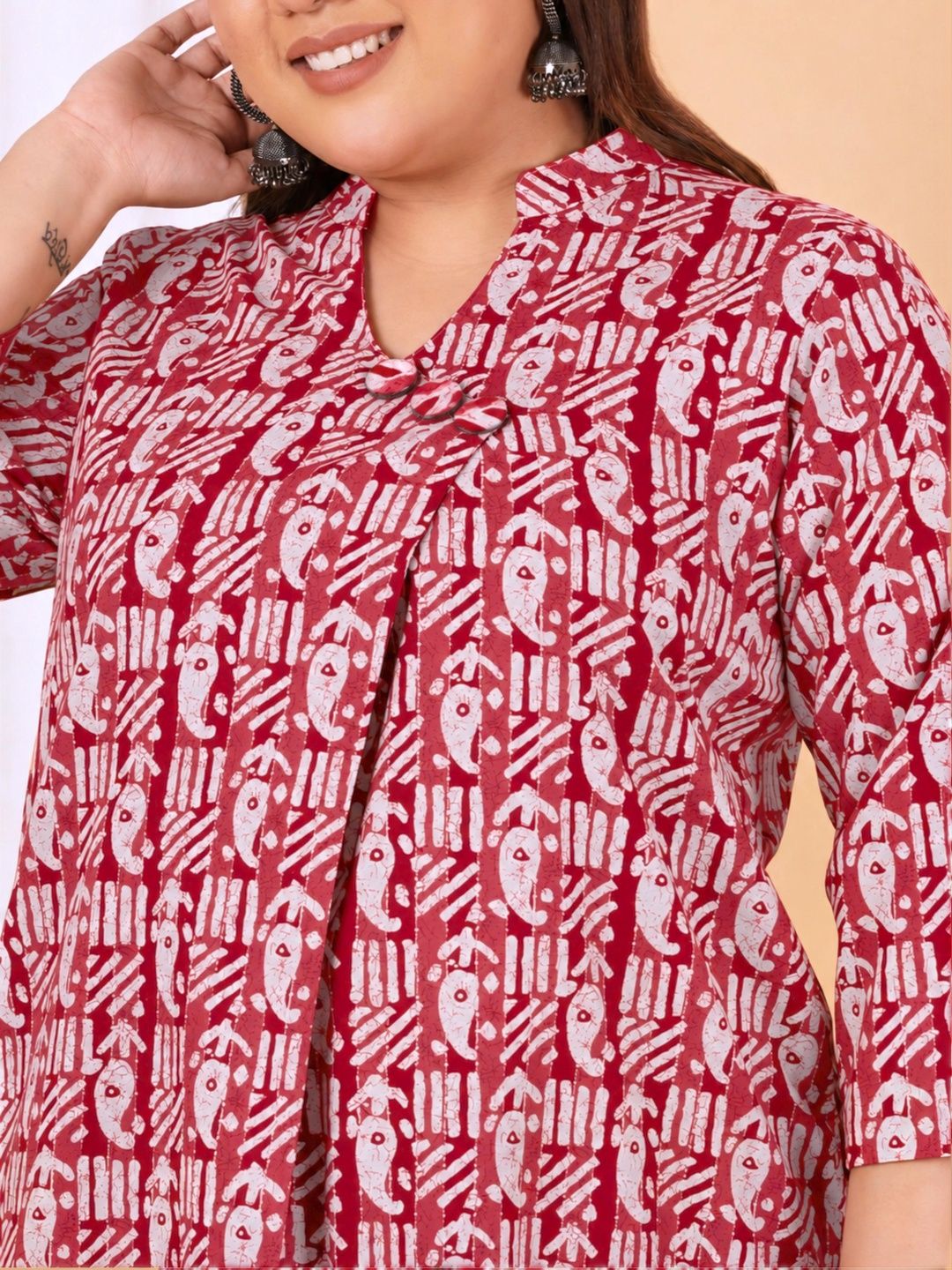 Red Paisley Print Long Tunic — view 6