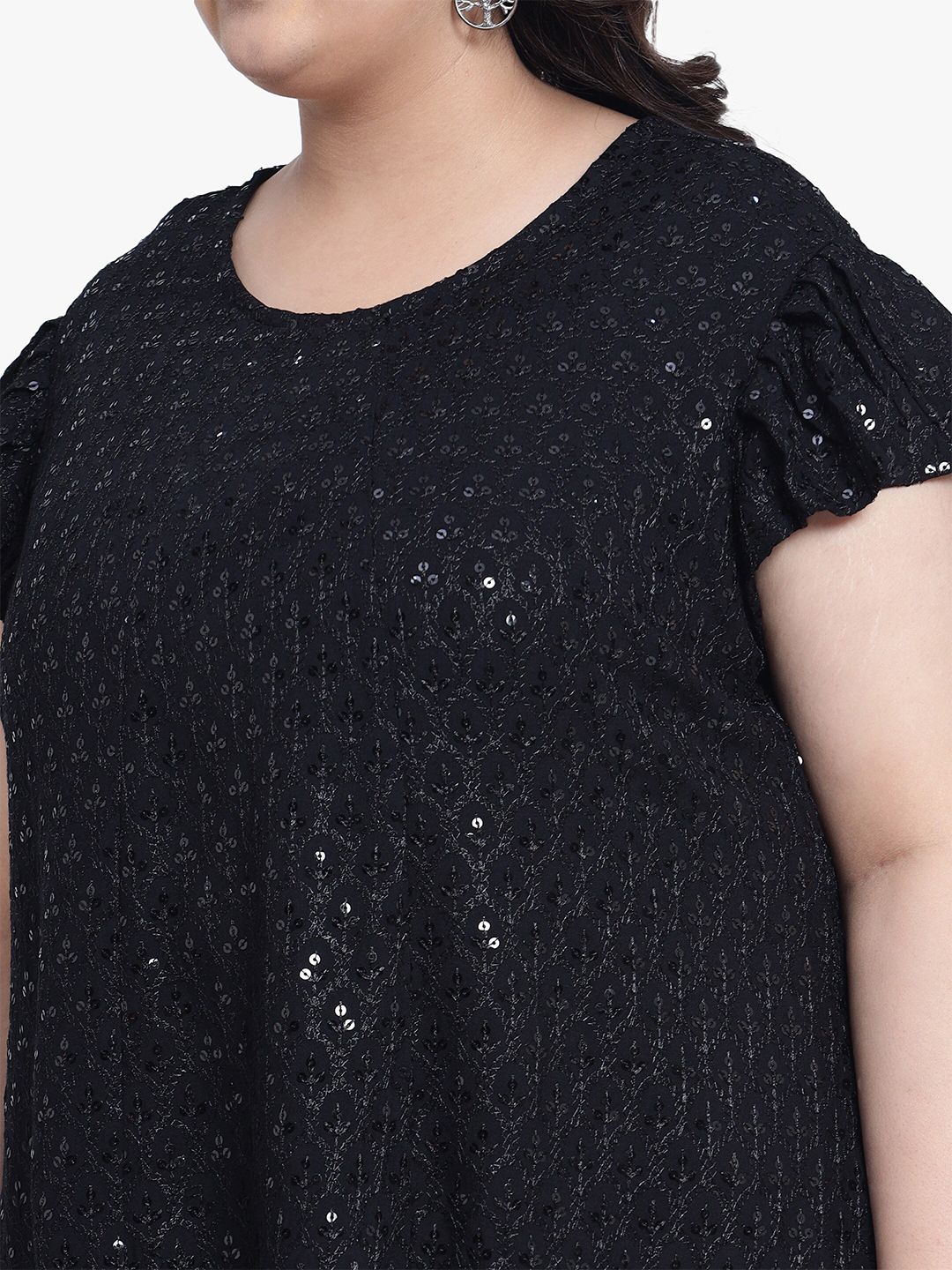 Black Embroidered Sequin Plus Size Tunic — view 2
