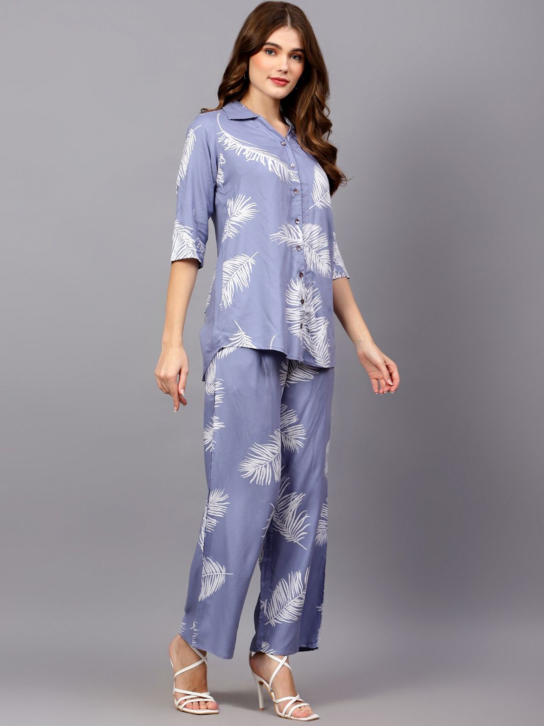 Blue Leaf Print Co-Ord Set — view 10