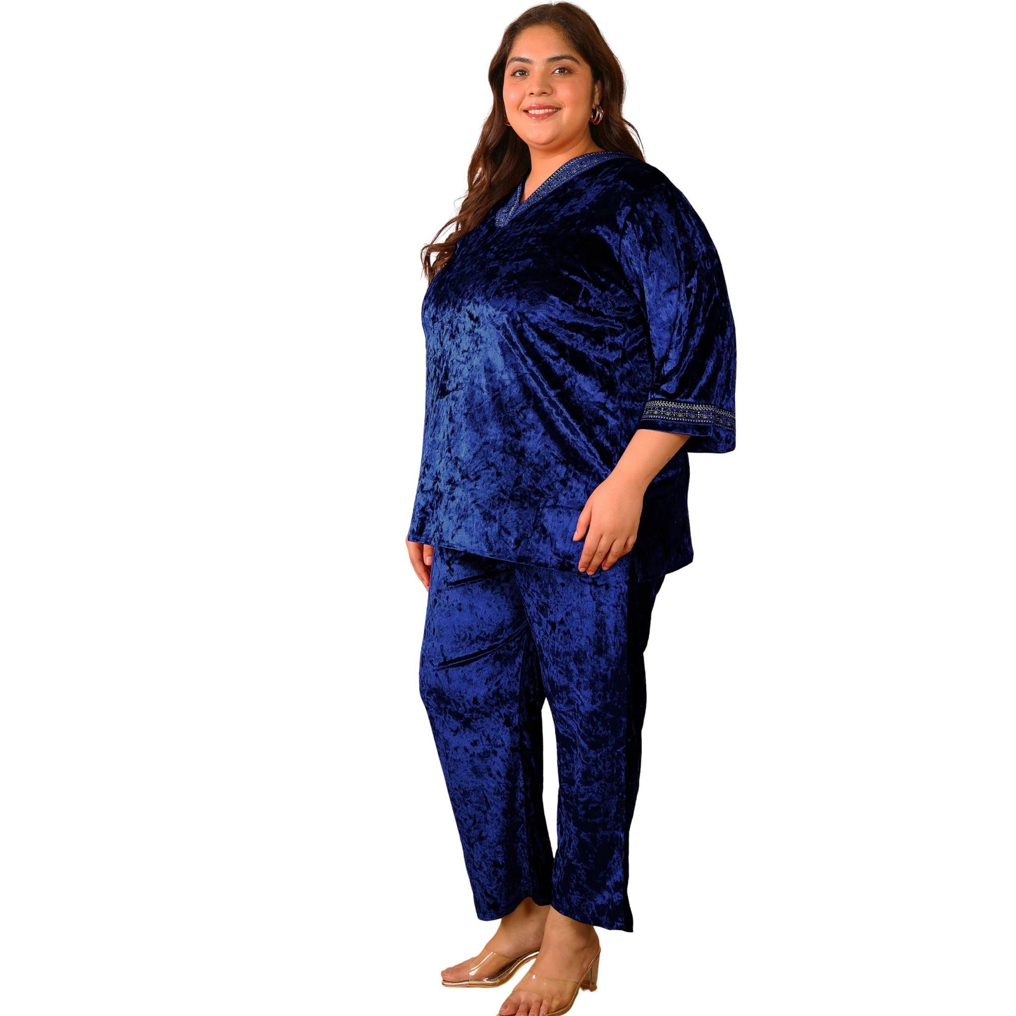 Blue Velvet Plus Size Co Ord Set