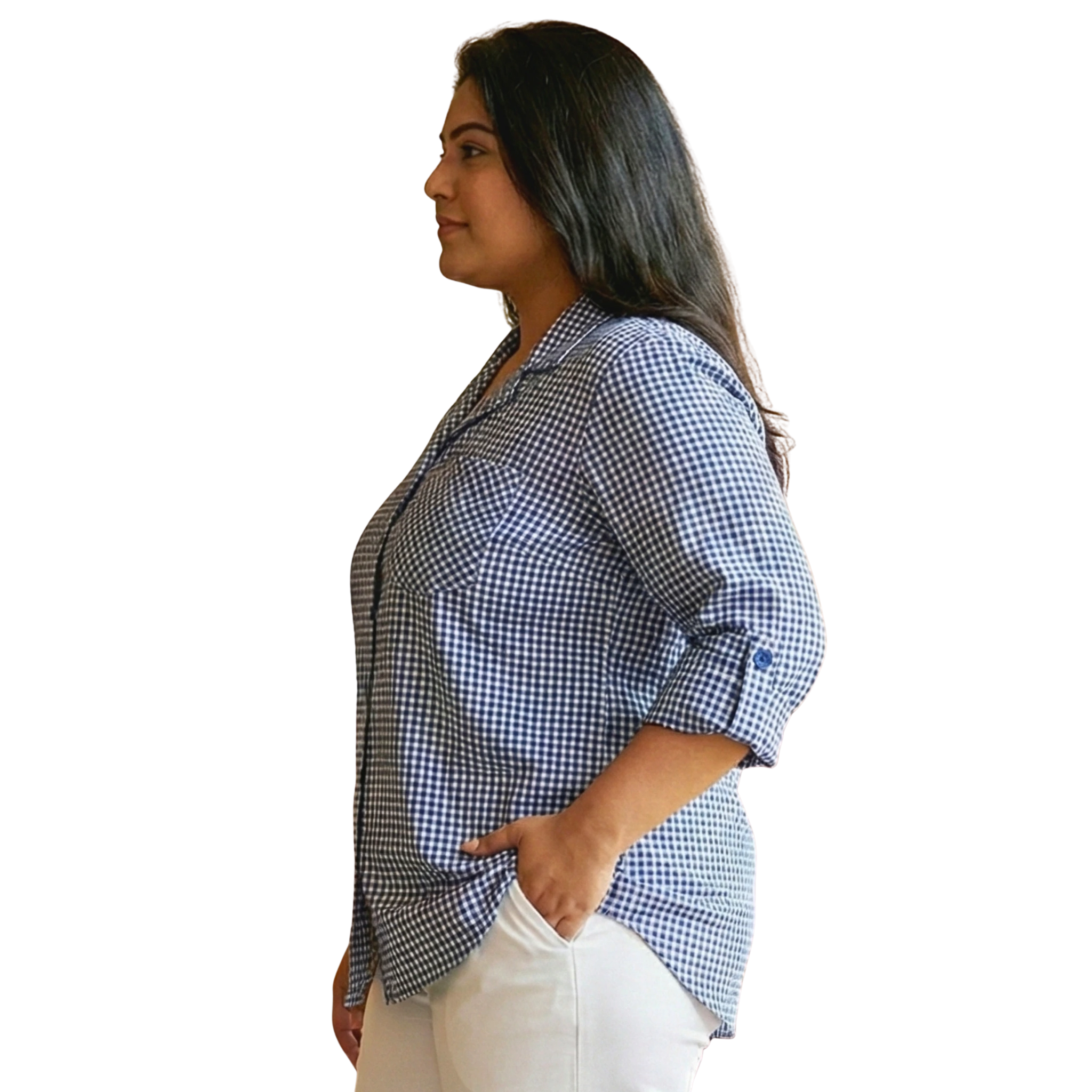 Blue Woolen Checkered Plus Size Shirt