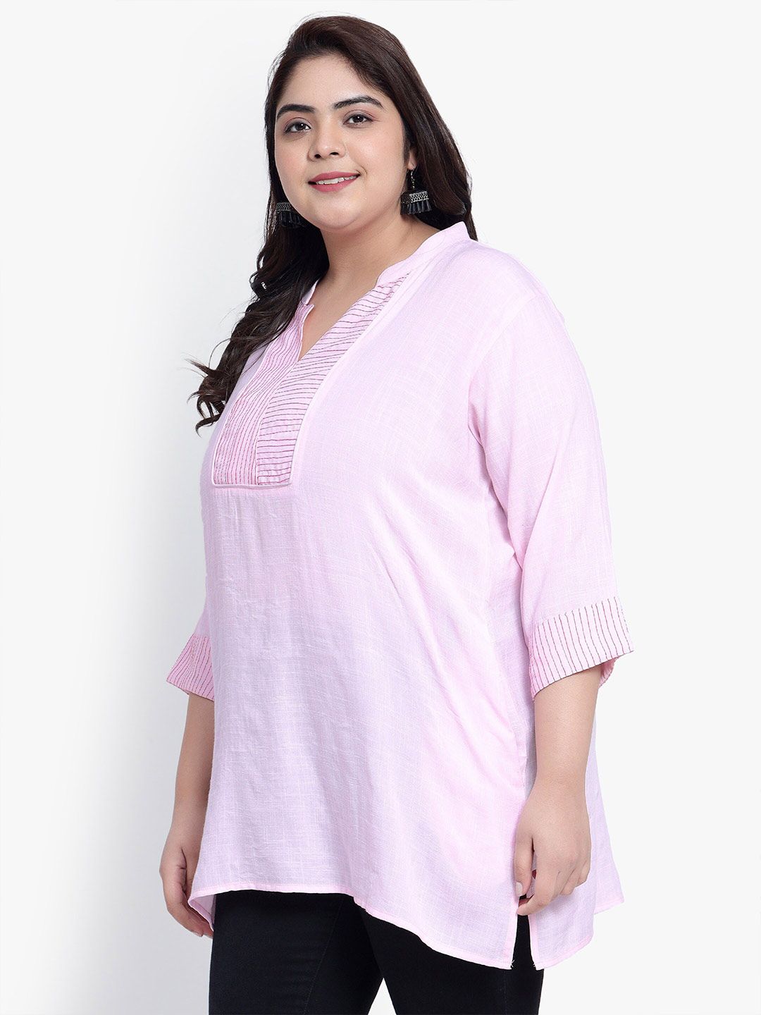 Pink Embroidered Plus Size Tunic — view 3