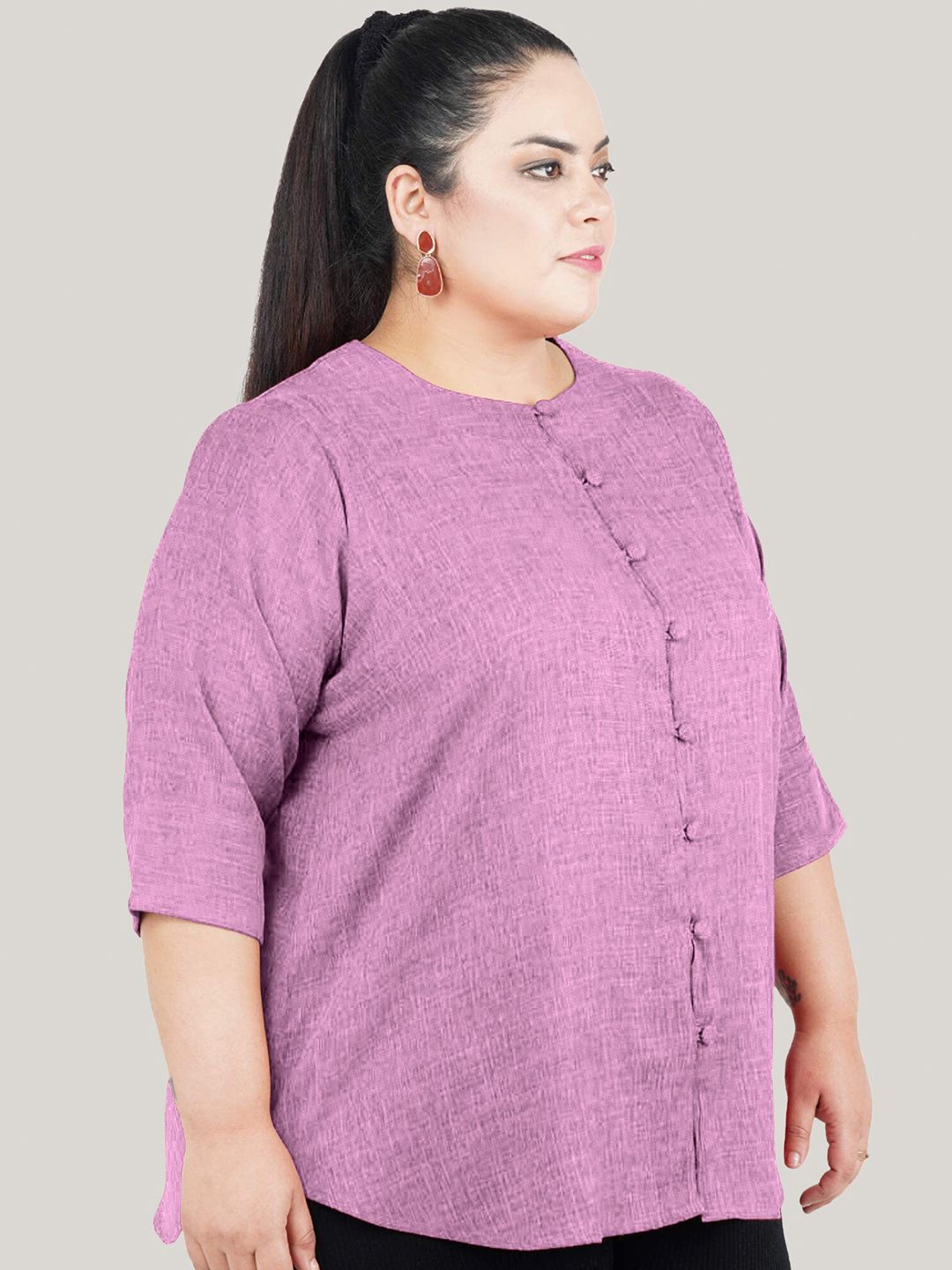 Purple Cotton Linen Tunic — view 3