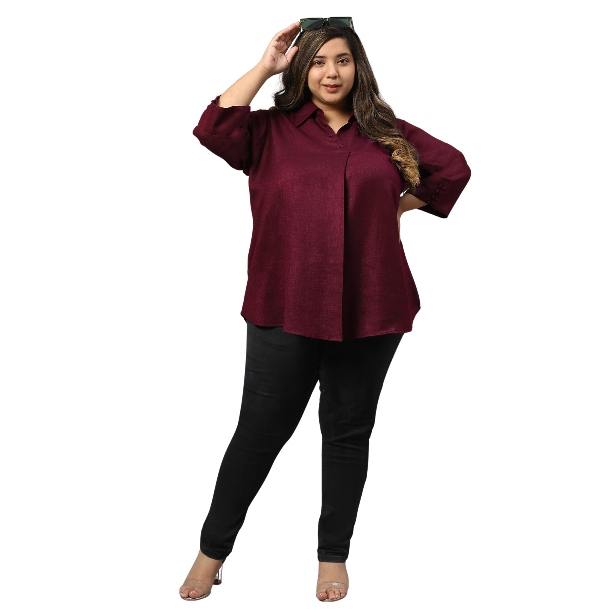 Maroon Woolen Blend Plus Size Tunic