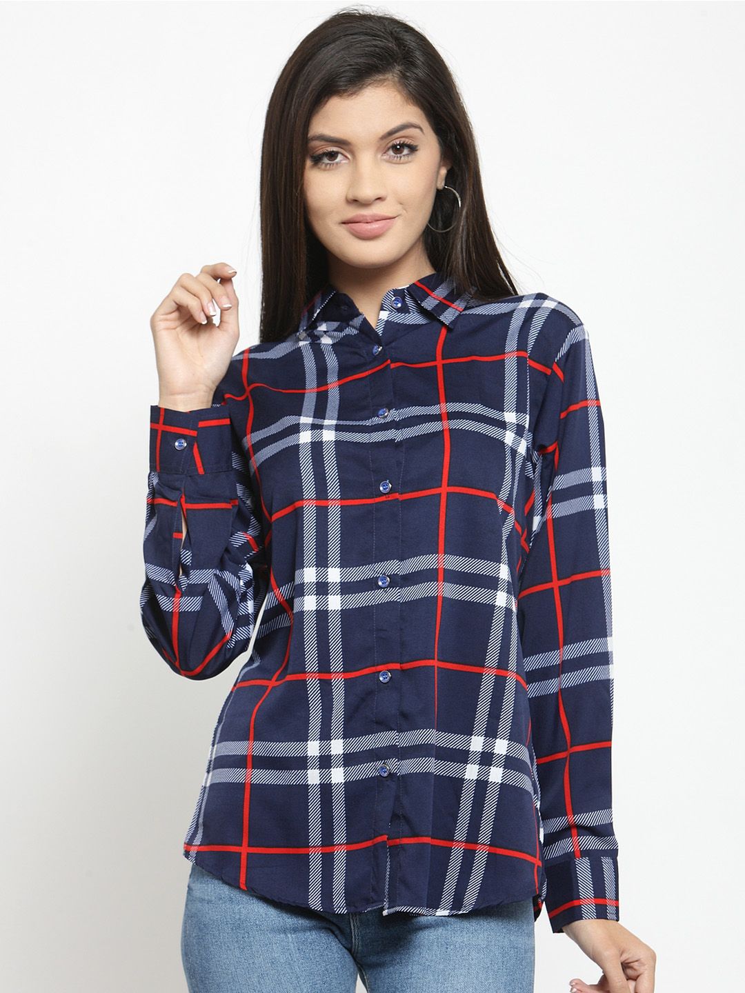 Blue and Red Checkered Shirt — view 1