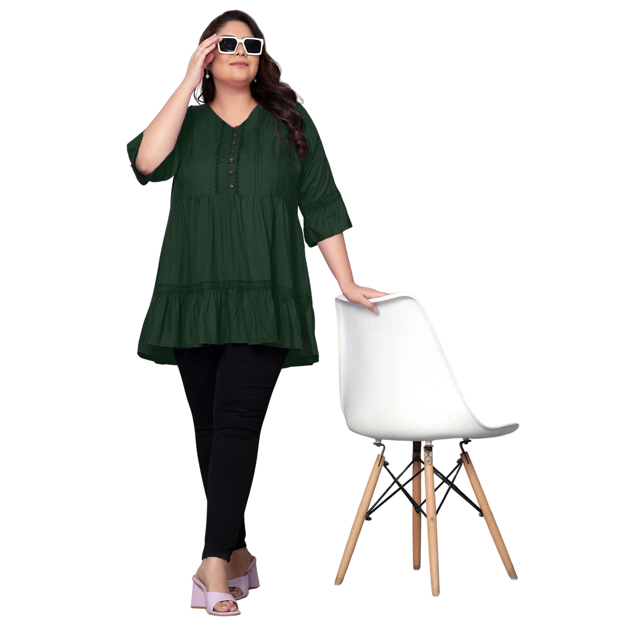 Green Lace Plus Size Tunic