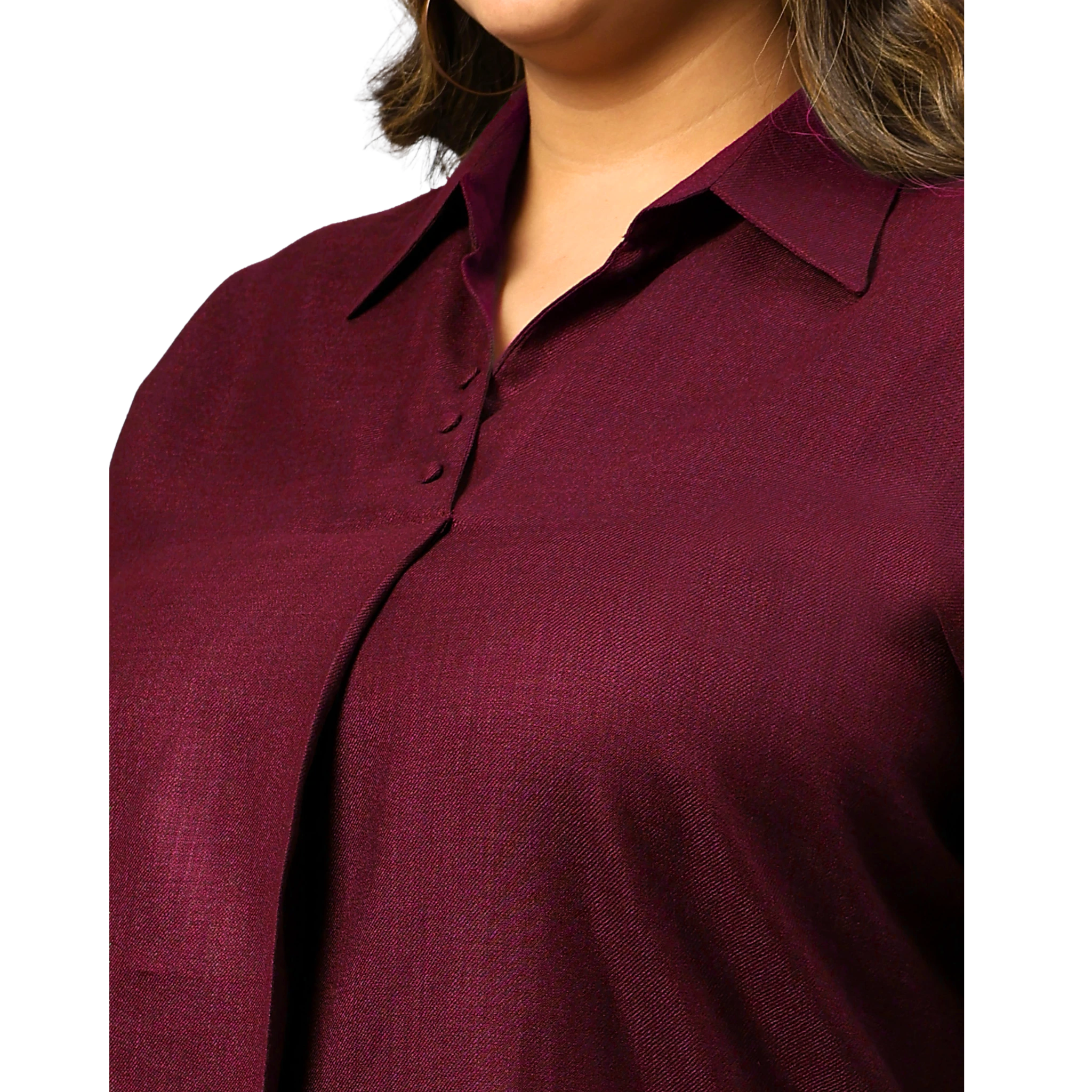 Maroon Woolen Blend Plus Size Tunic
