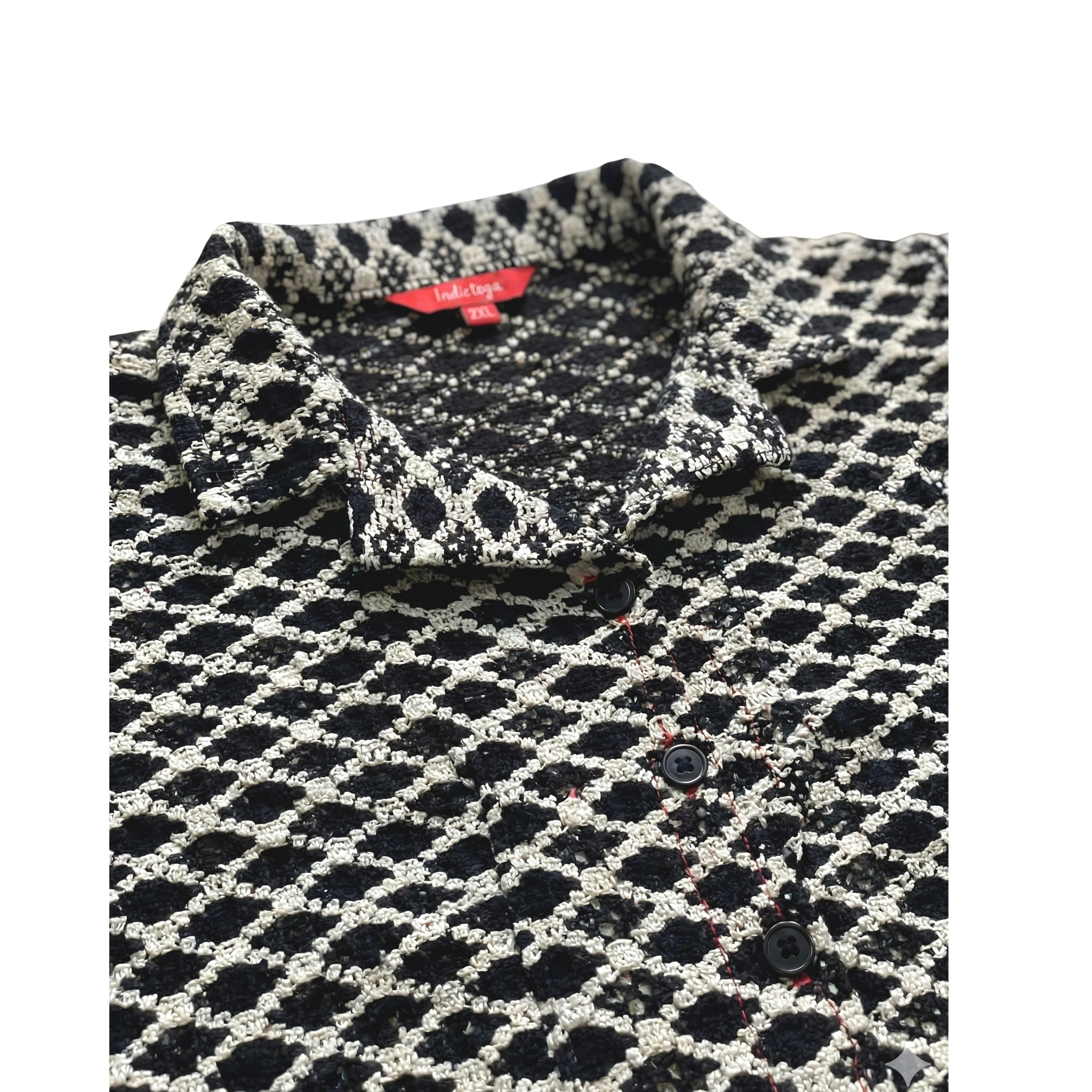 Black And White Diamond Crochet Shirt