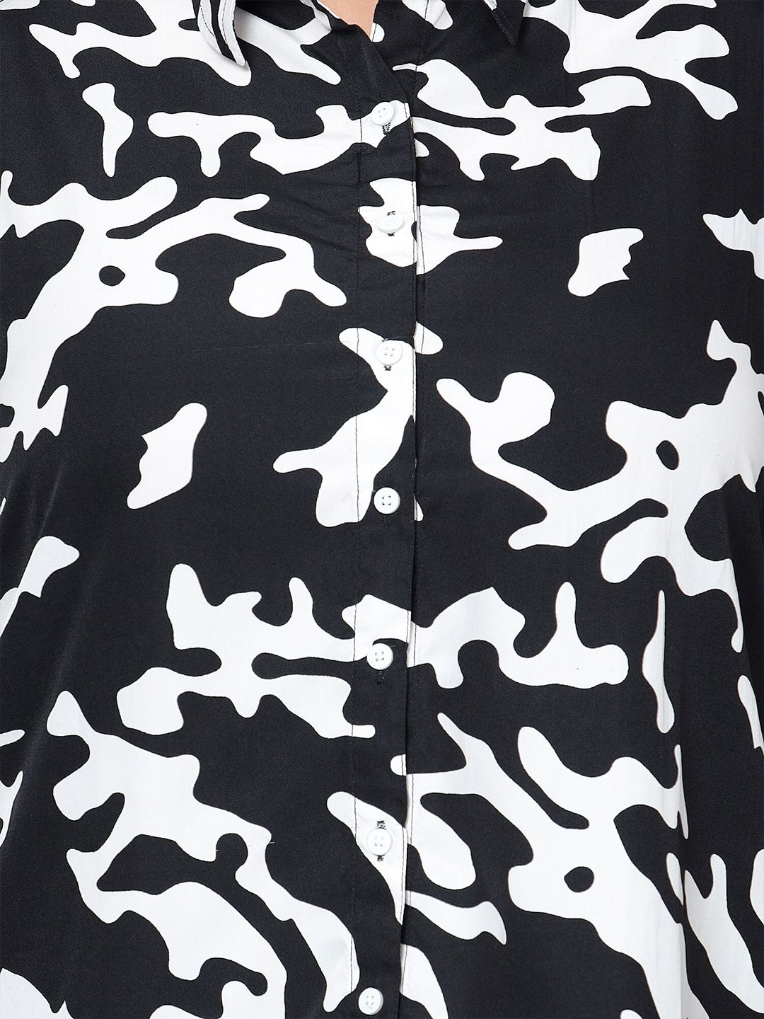 Black and White Abstract Print Plus Size Shirt — view 2