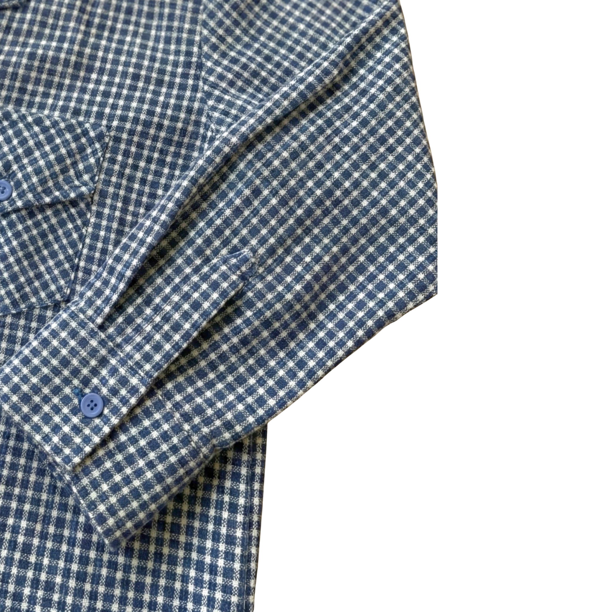 Blue Woolen Checkered Plus Size Shirt