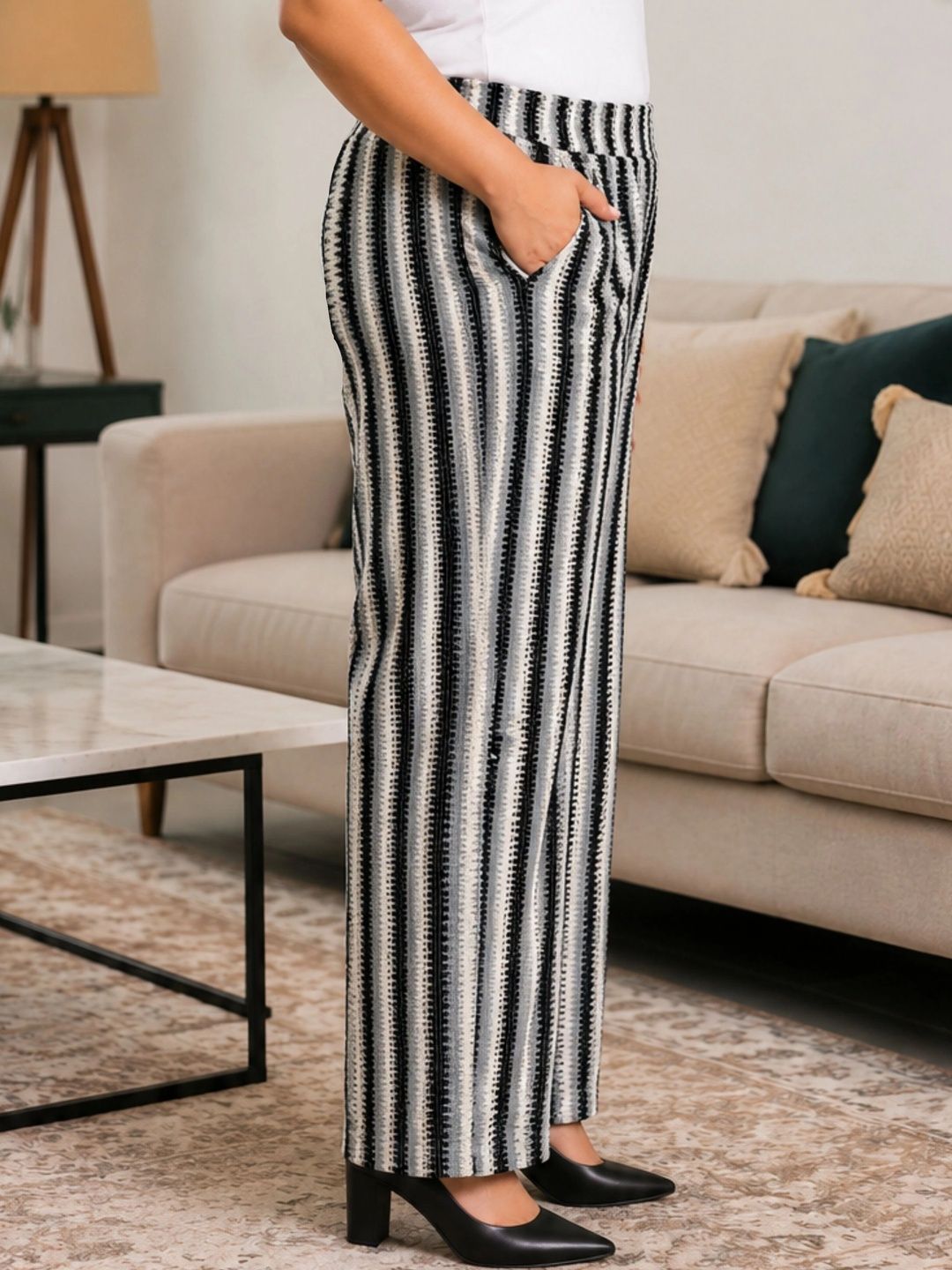 Blue and Black Crochet Trousers — view 3