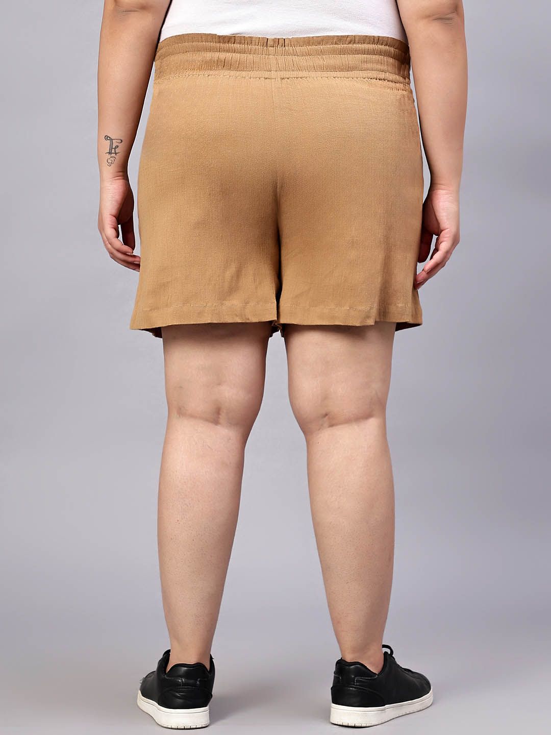 Beige Cotton Plus Size Shorts — view 4