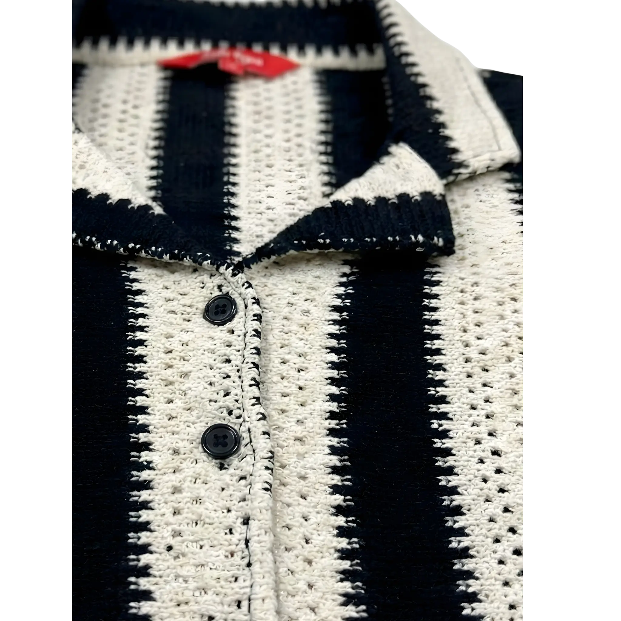 Black And White Stripe Crochet Shirt