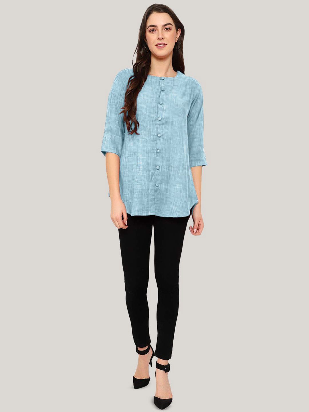 Blue Cotton Linen Tunic — view 12