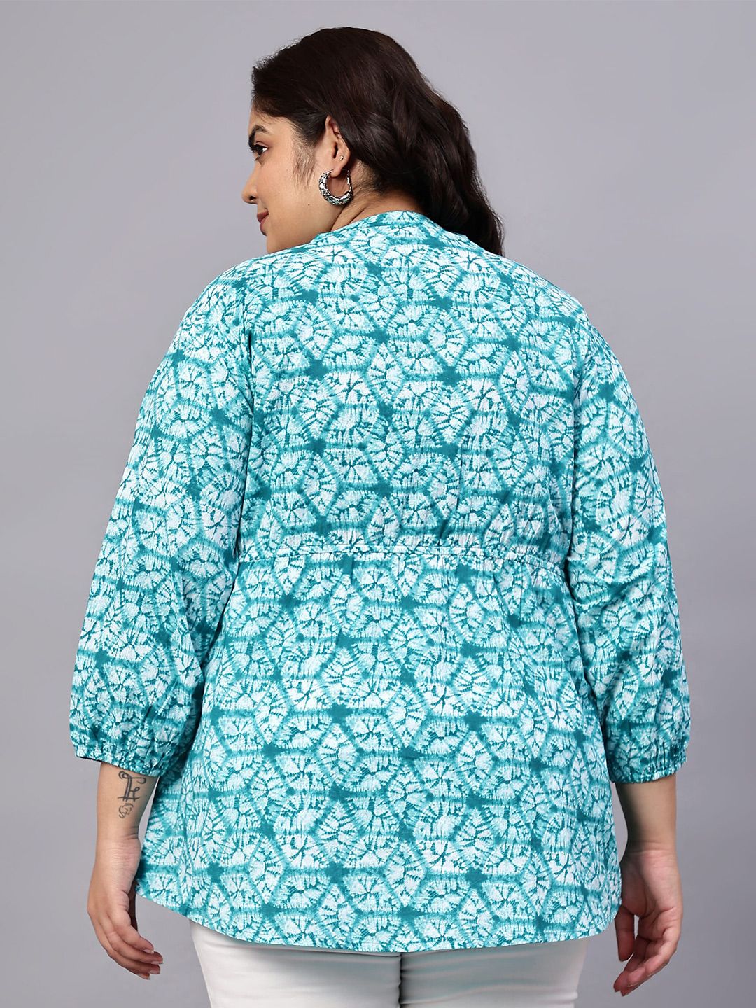 Blue Geometric Print Plus Size Tunic — view 4