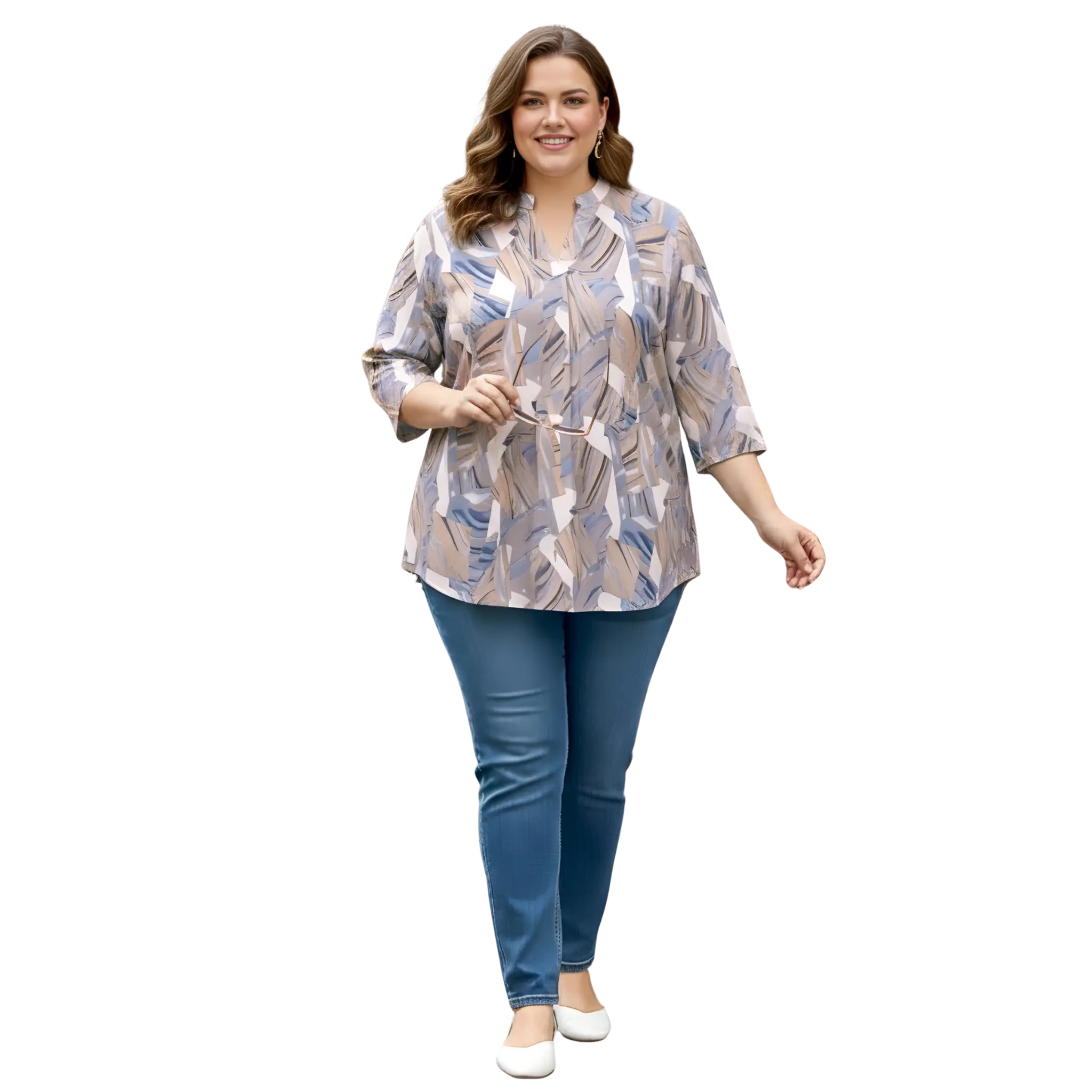 Brown Centrepleat Print Tunic