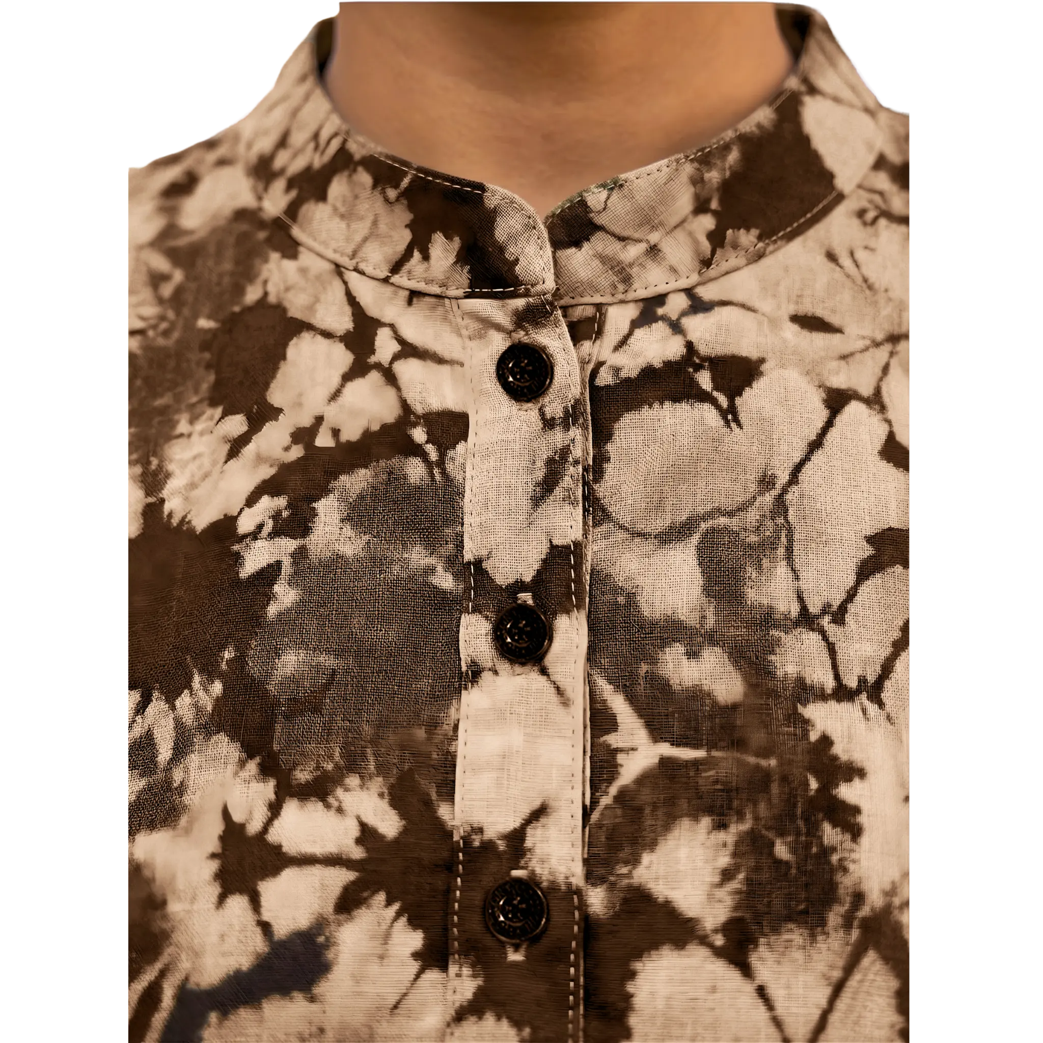Brown Abstract Print Plus Size Tunic