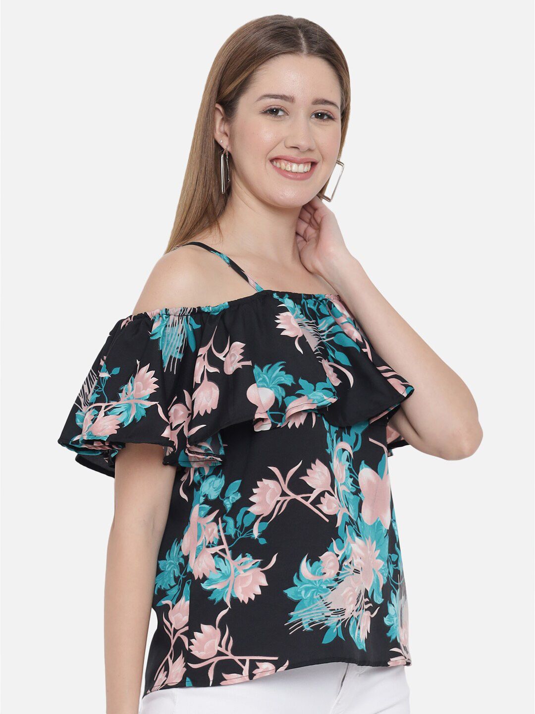 Green Floral Print Top — view 10
