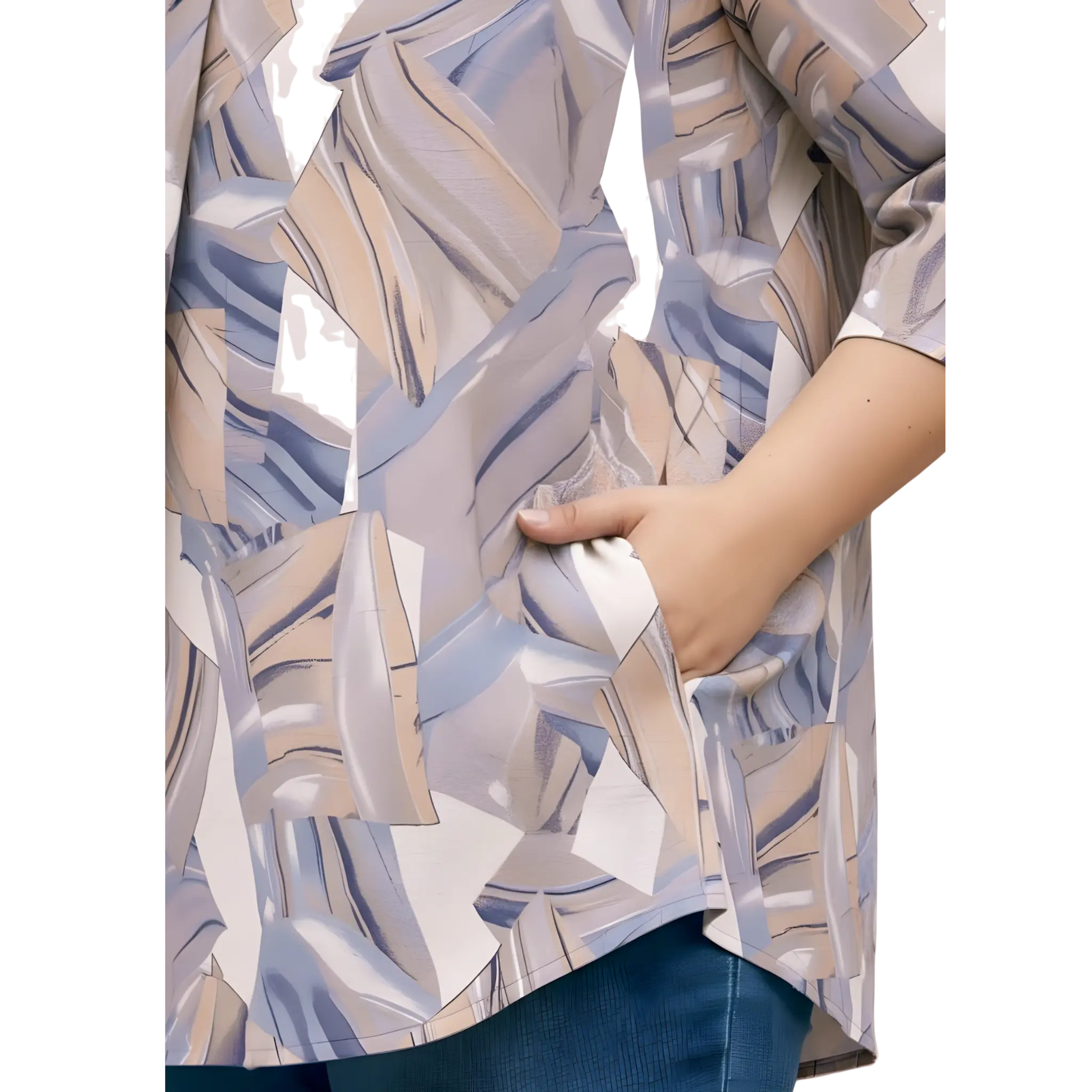 Brown Centrepleat Print Tunic