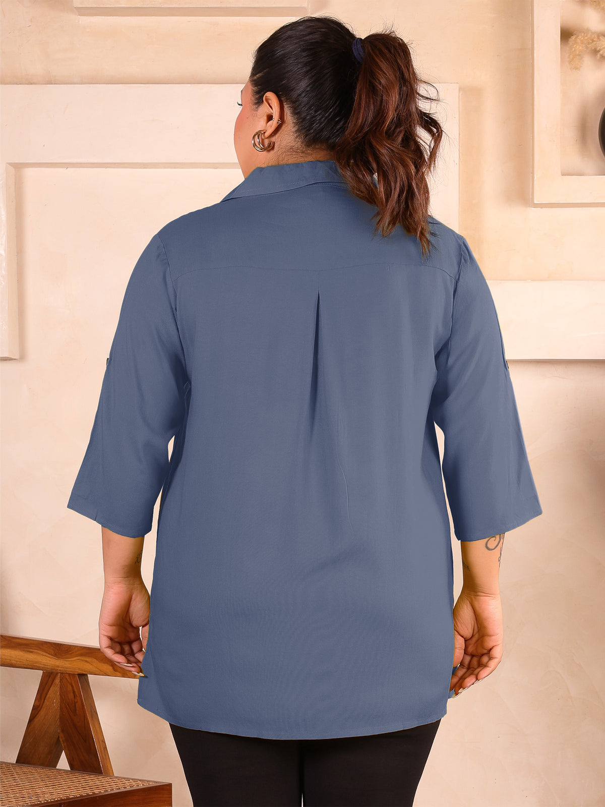Grey Longline Plus Size Shirt