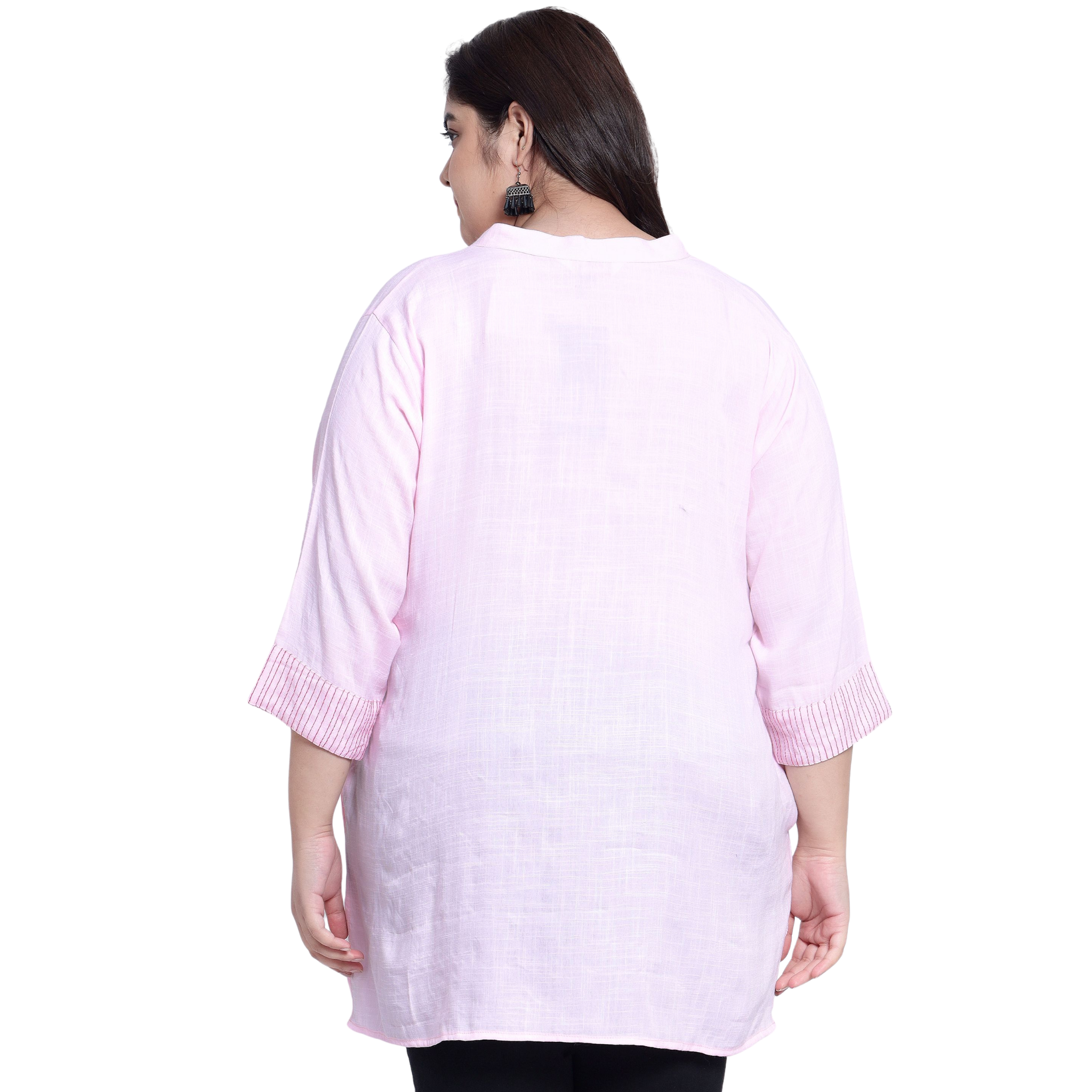 Pink Embroidered Plus Size Tunic