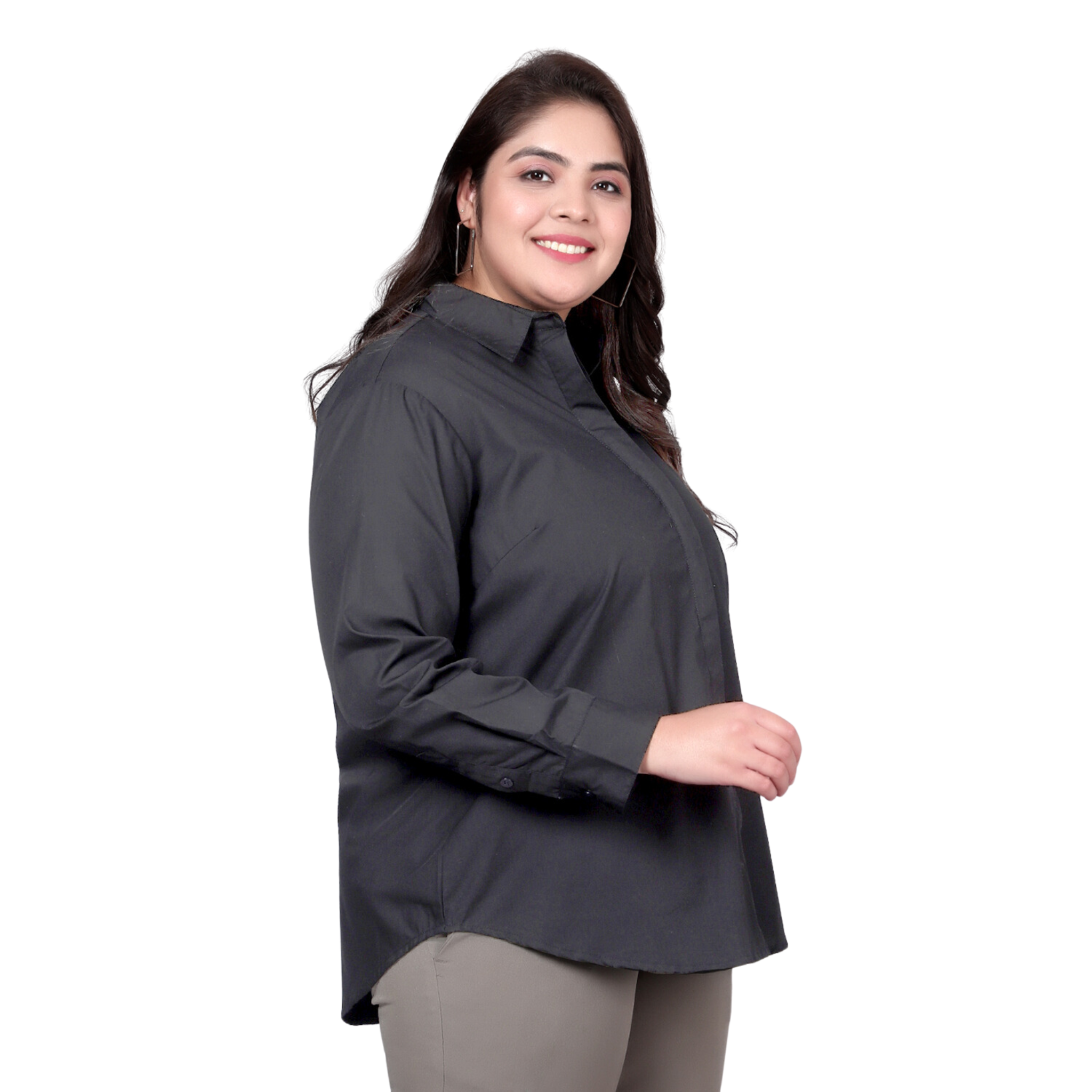 Black Slim Fit Formal Plus Size Shirt