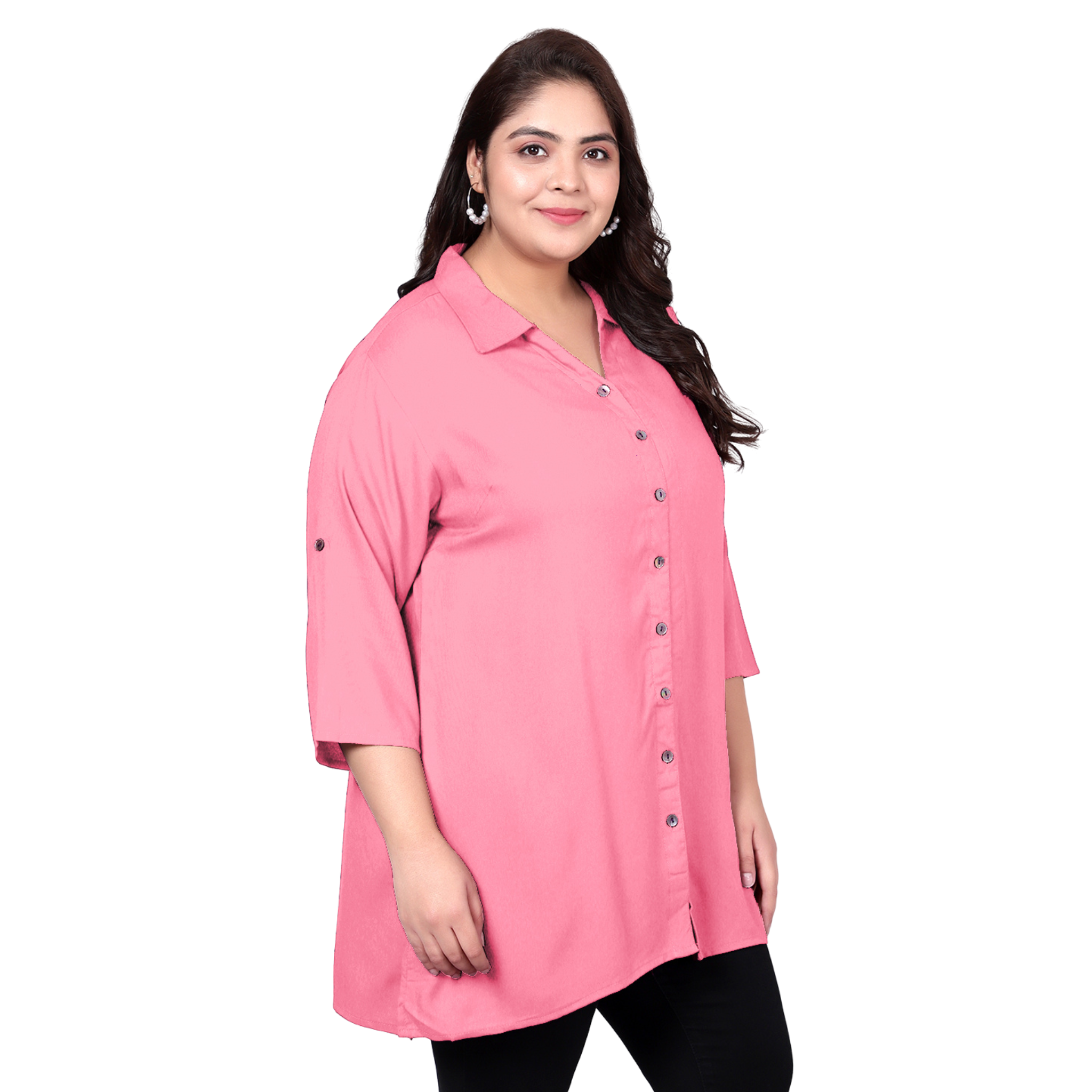 Pink Longline Plus Size Shirt