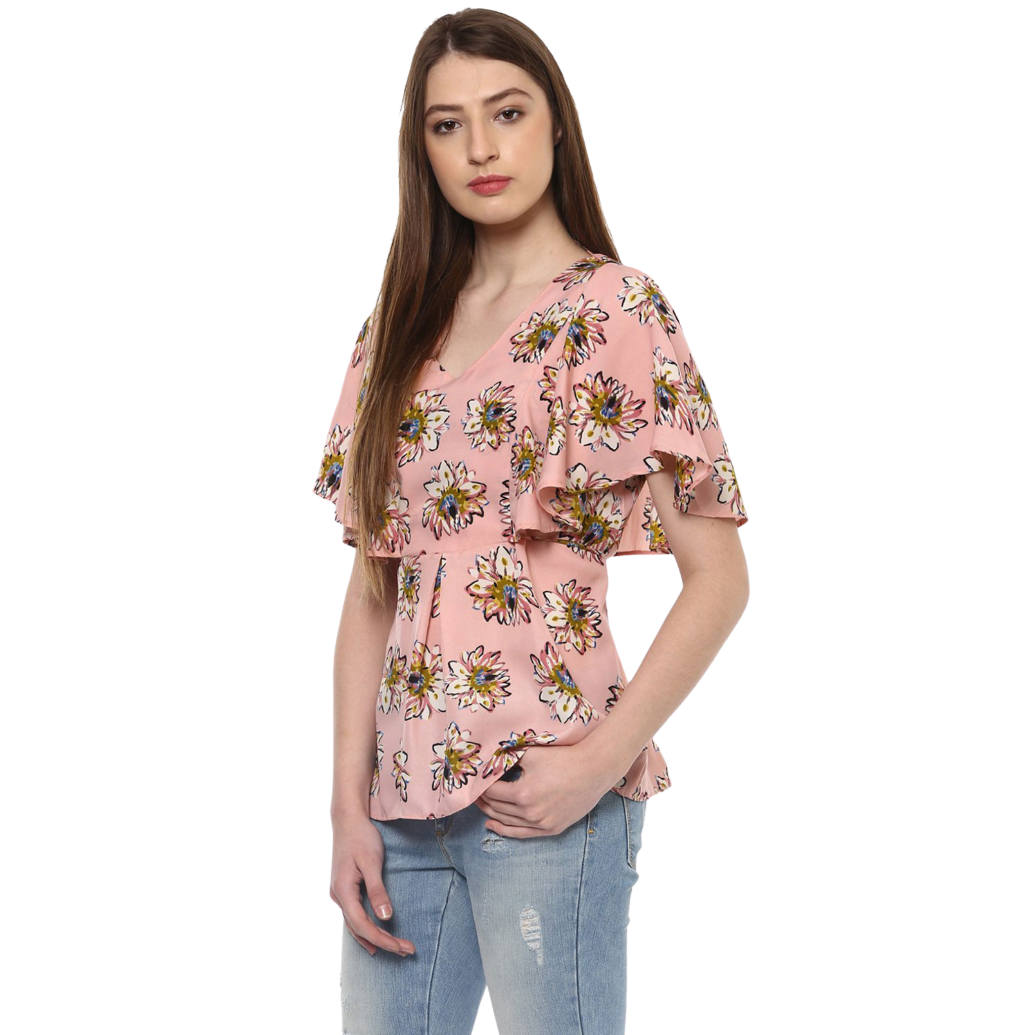 Pink Floral Print Top