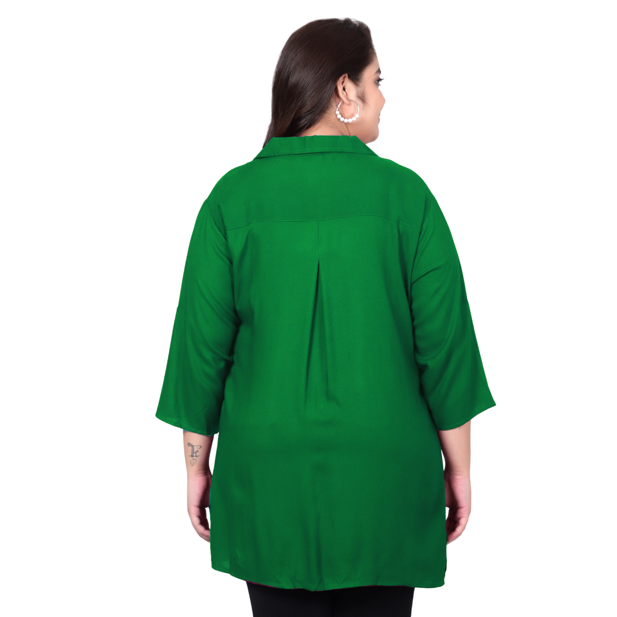 Green Longline Plus Size Shirt