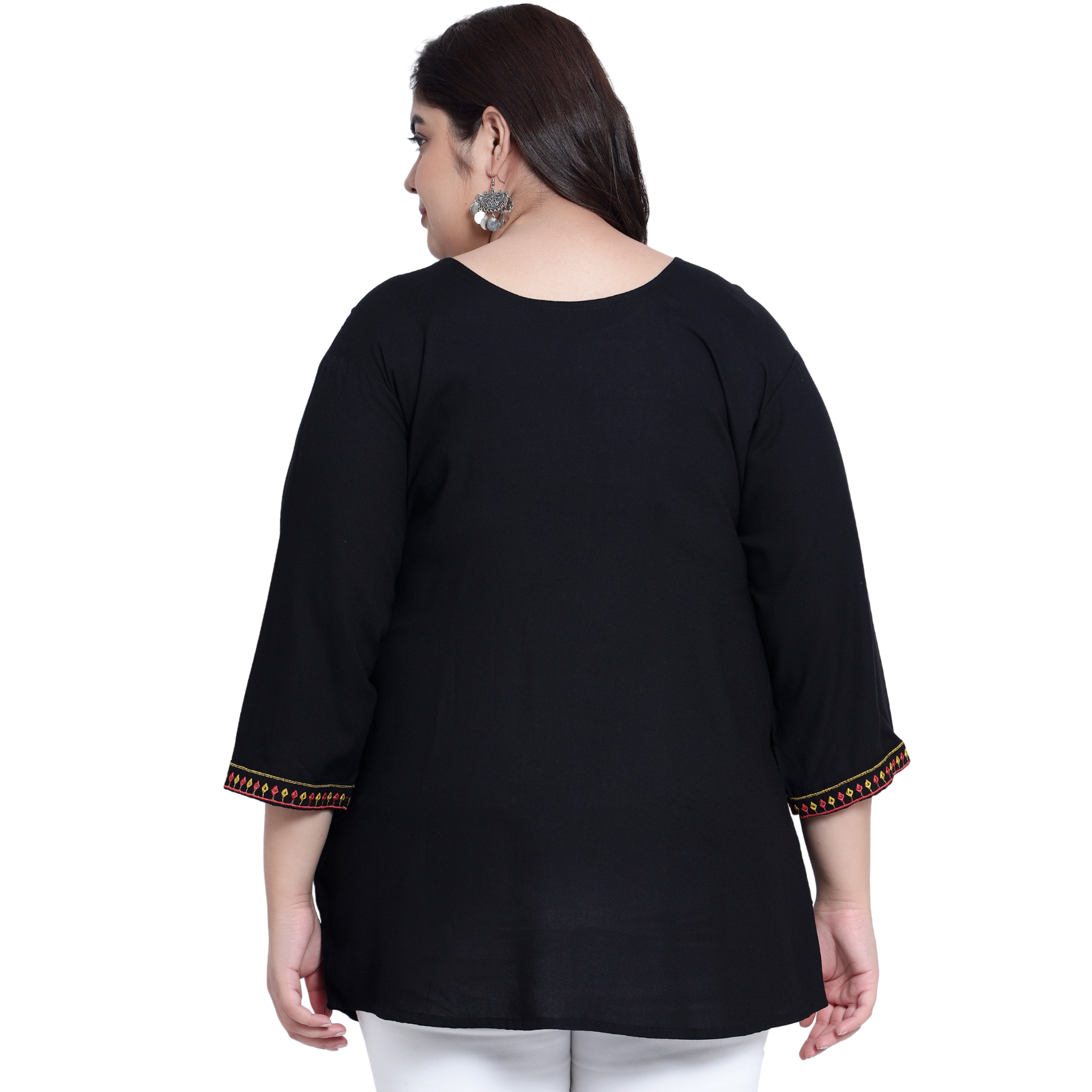 Black Embroidered Plus Size Tunic