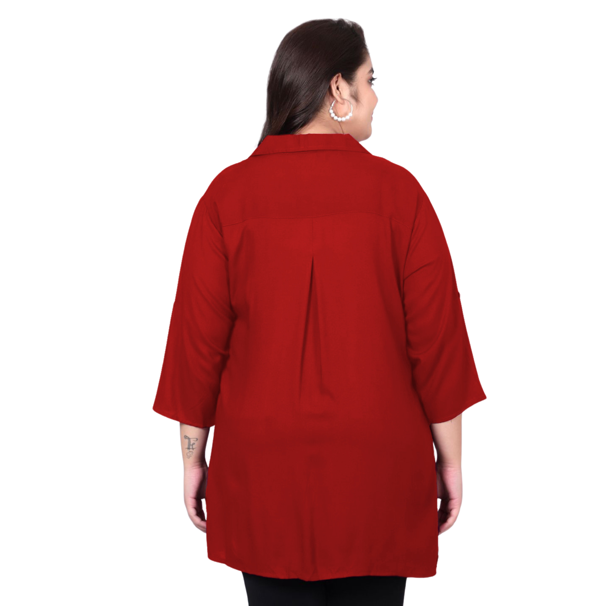 Maroon Longline Plus Size Shirt