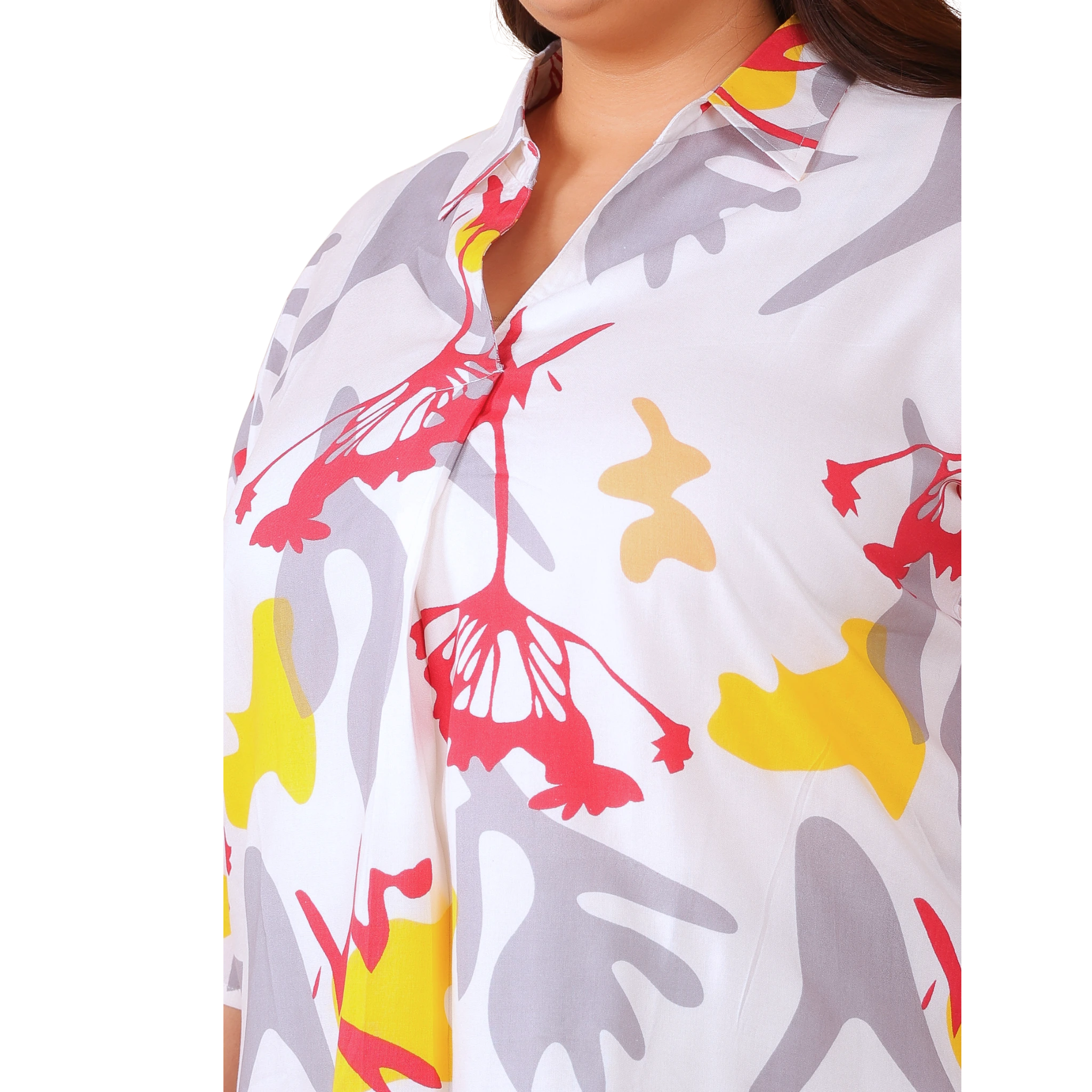 White Centrepleat Print Tunic