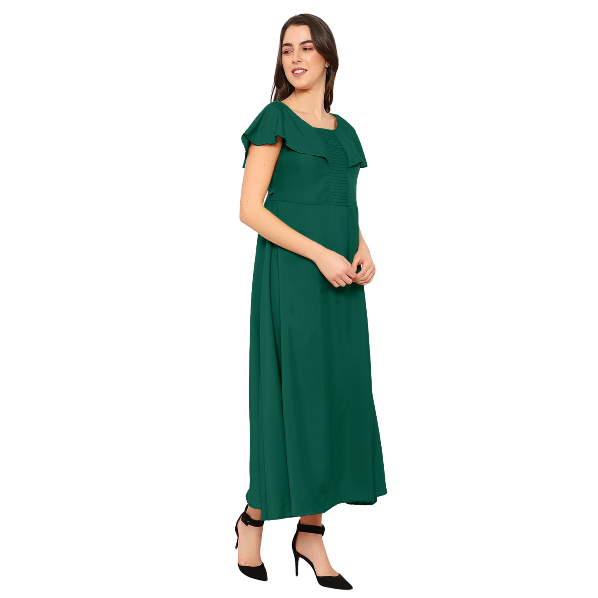 Green Solid Maxi Dress