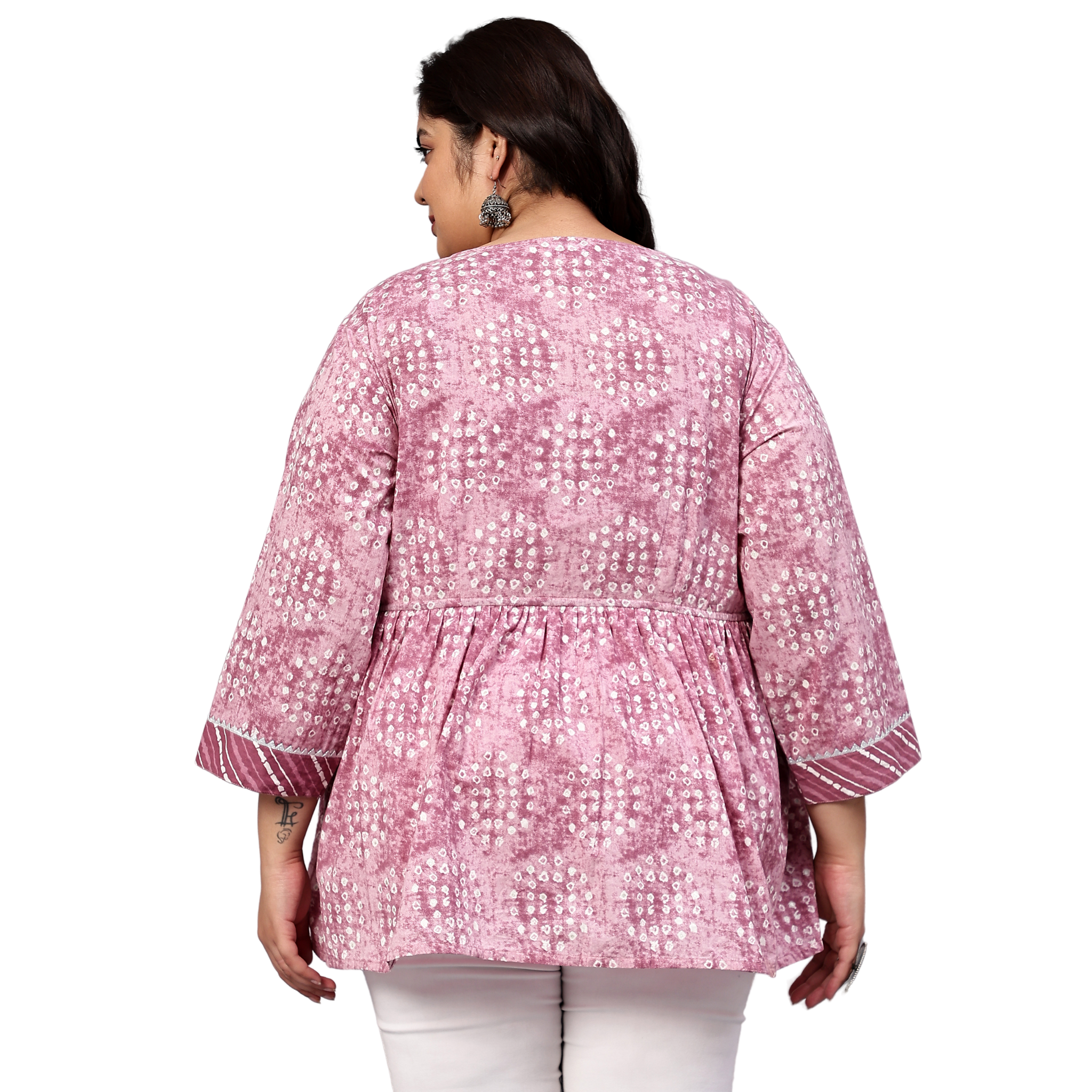 Pink Geometric Print Plus Size Tunic