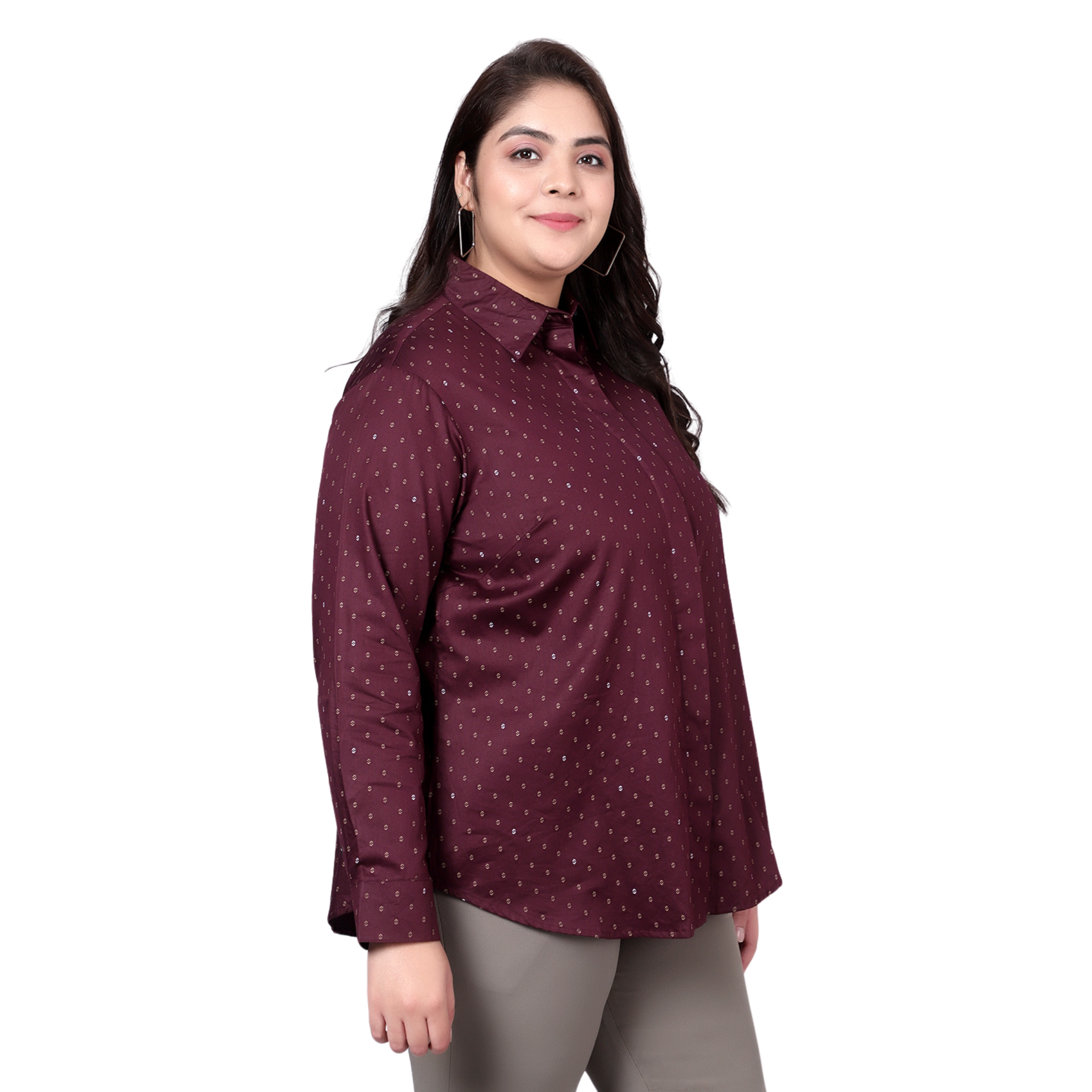 Purple Print Formal Plus Size Shirt