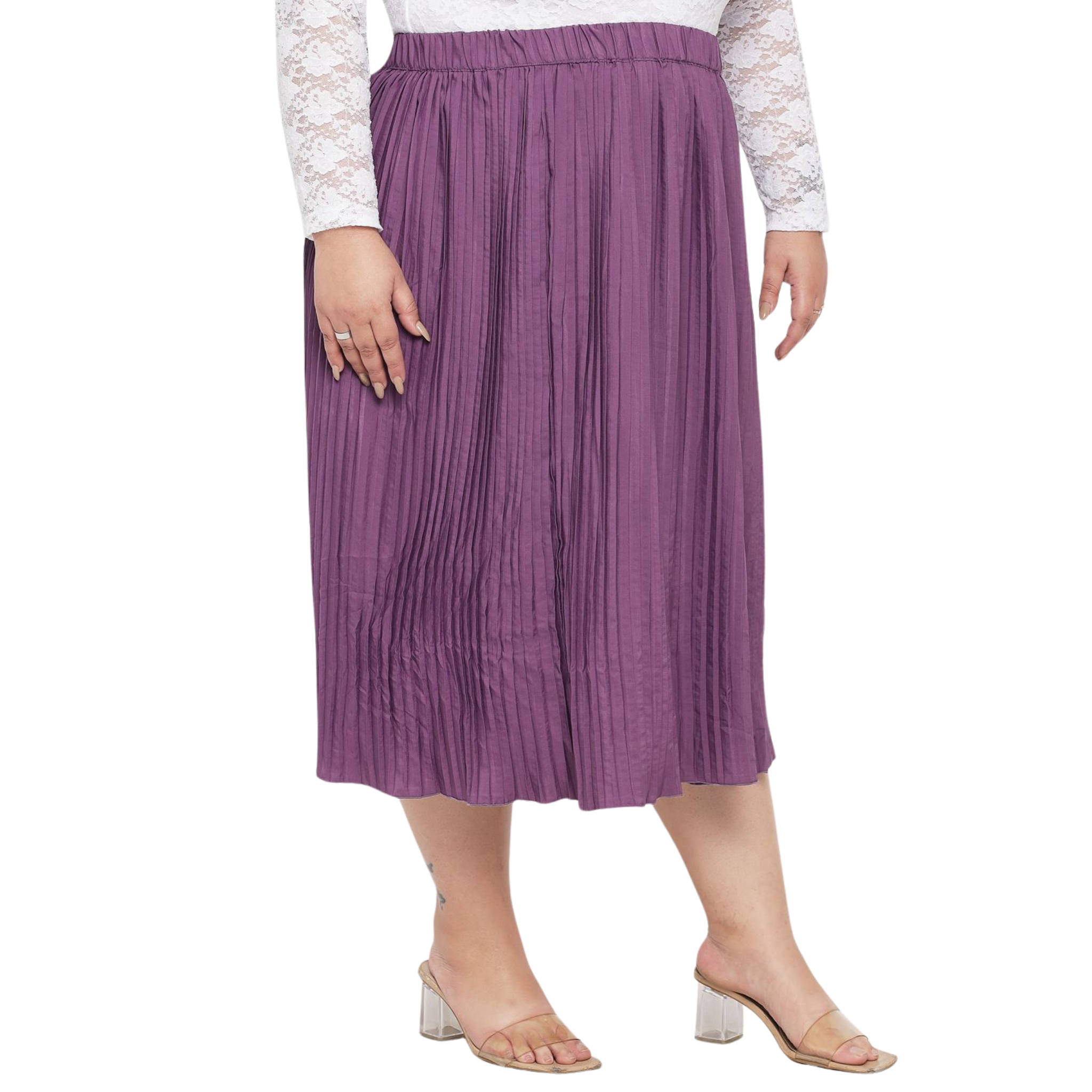 Purple Accordion Pleat Plus Size Skirt