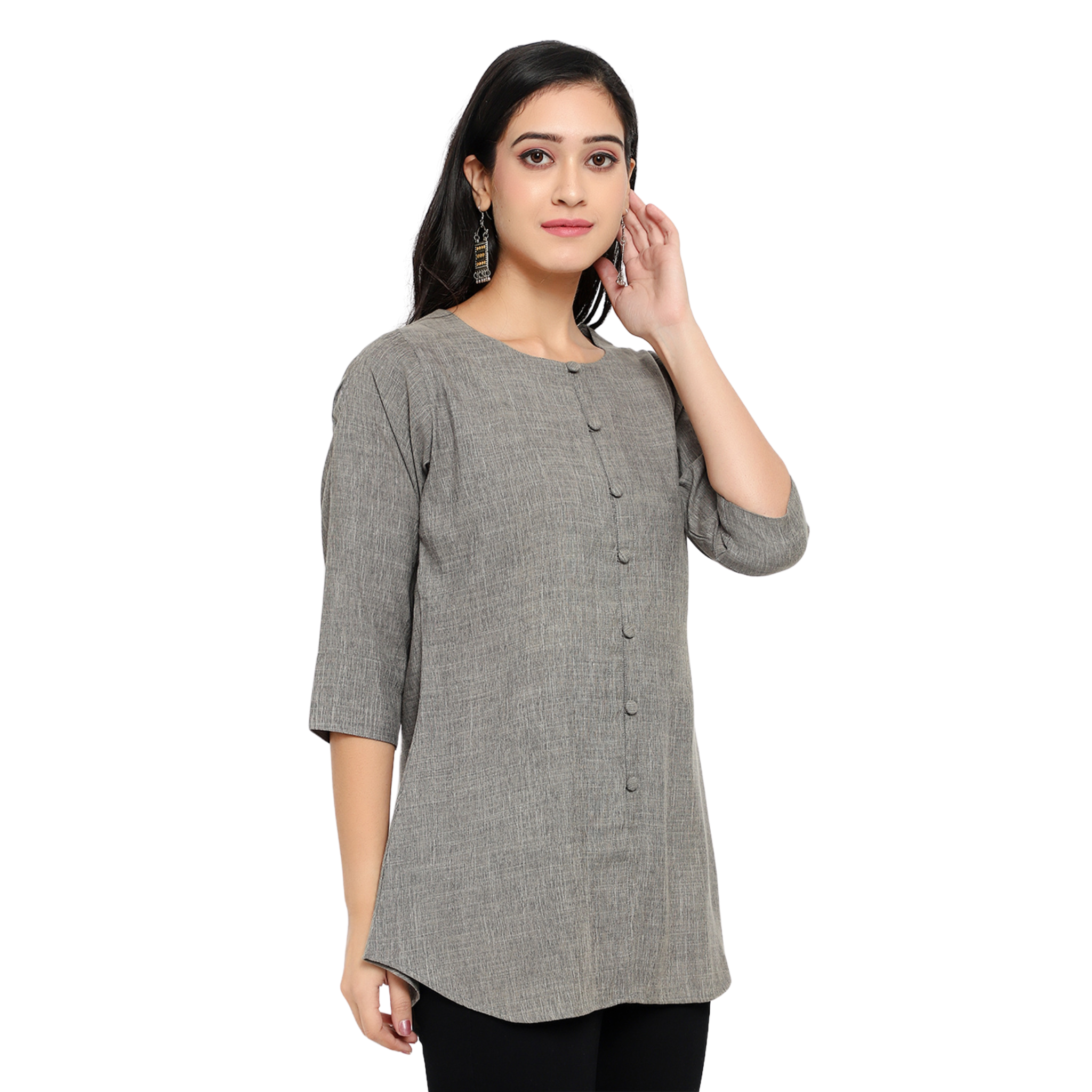 Grey Cotton Linen Tunic