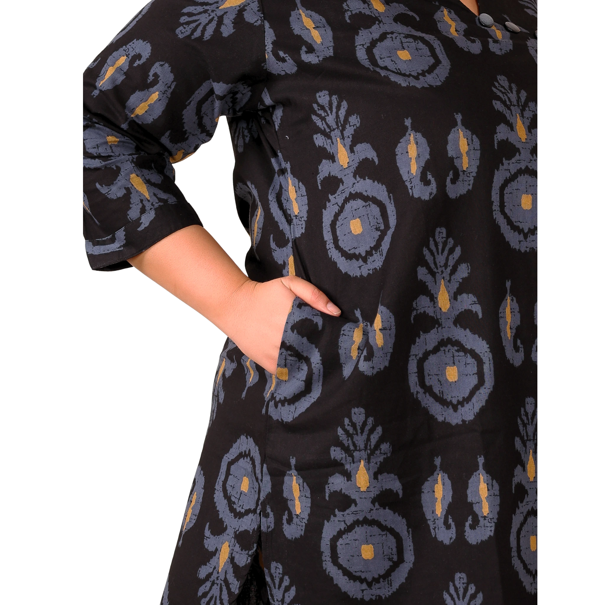 Black Cotton Print Plus Size Co Ord Set