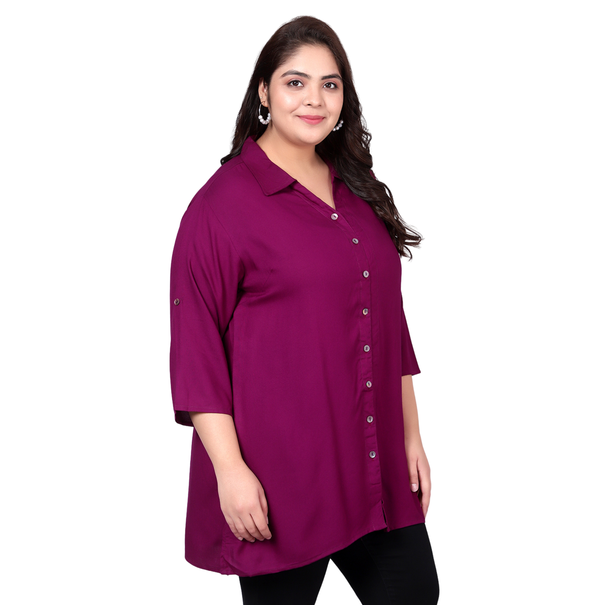 Purple Longline Plus Size Shirt