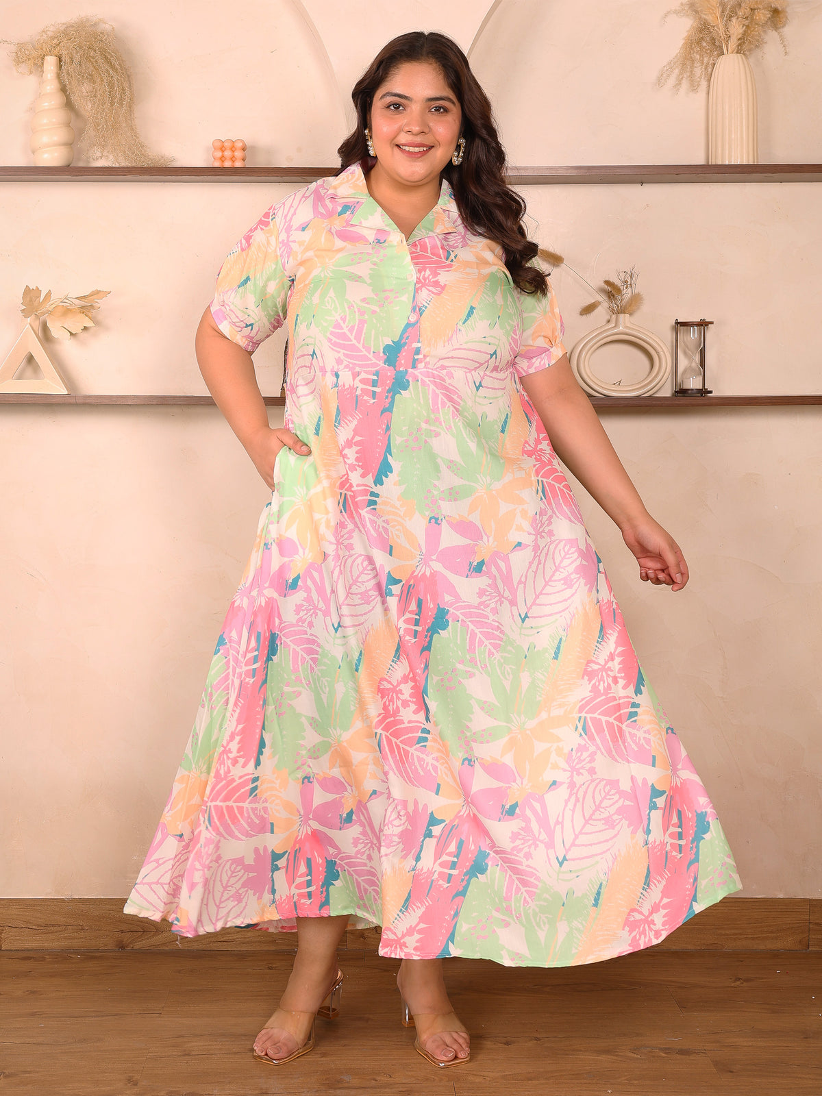 Multicolor Floral Maxi Plus Size Dress