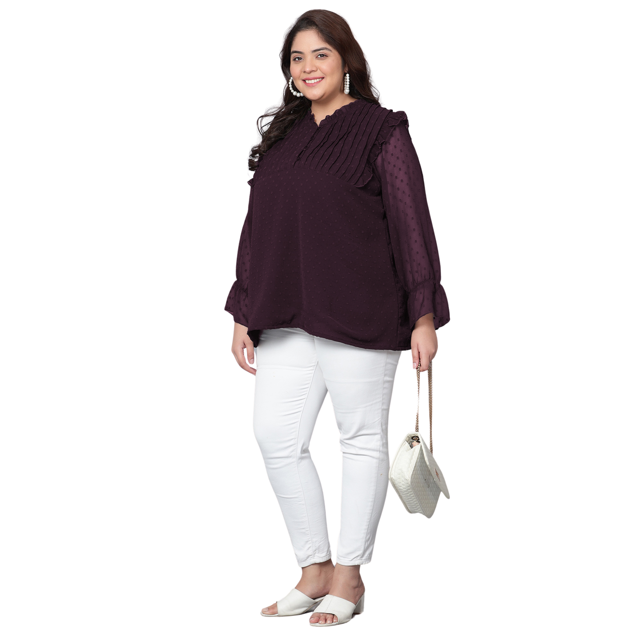 Purple Georgette Plus Size Tunic