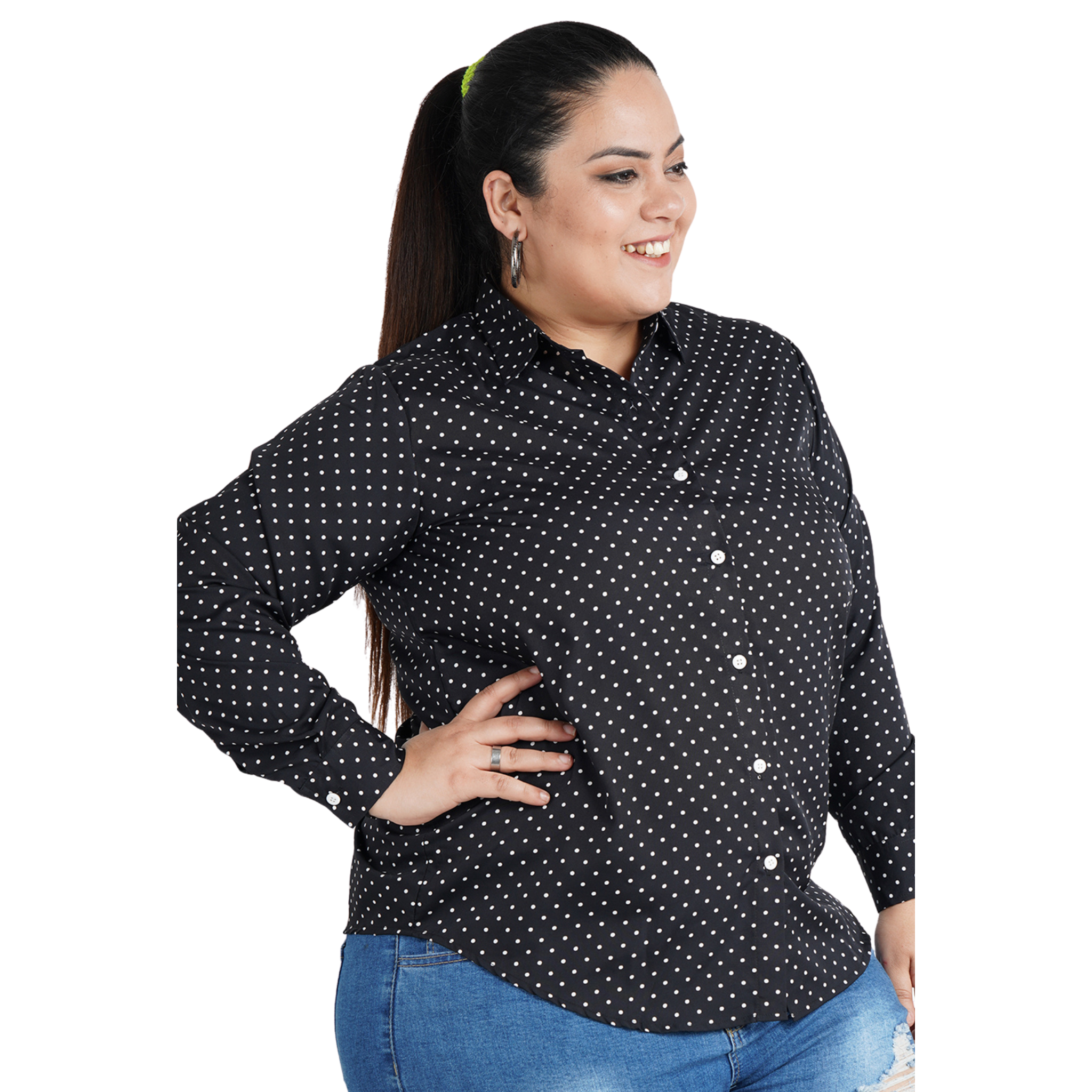 Black Polka Dot Plus Size Shirt