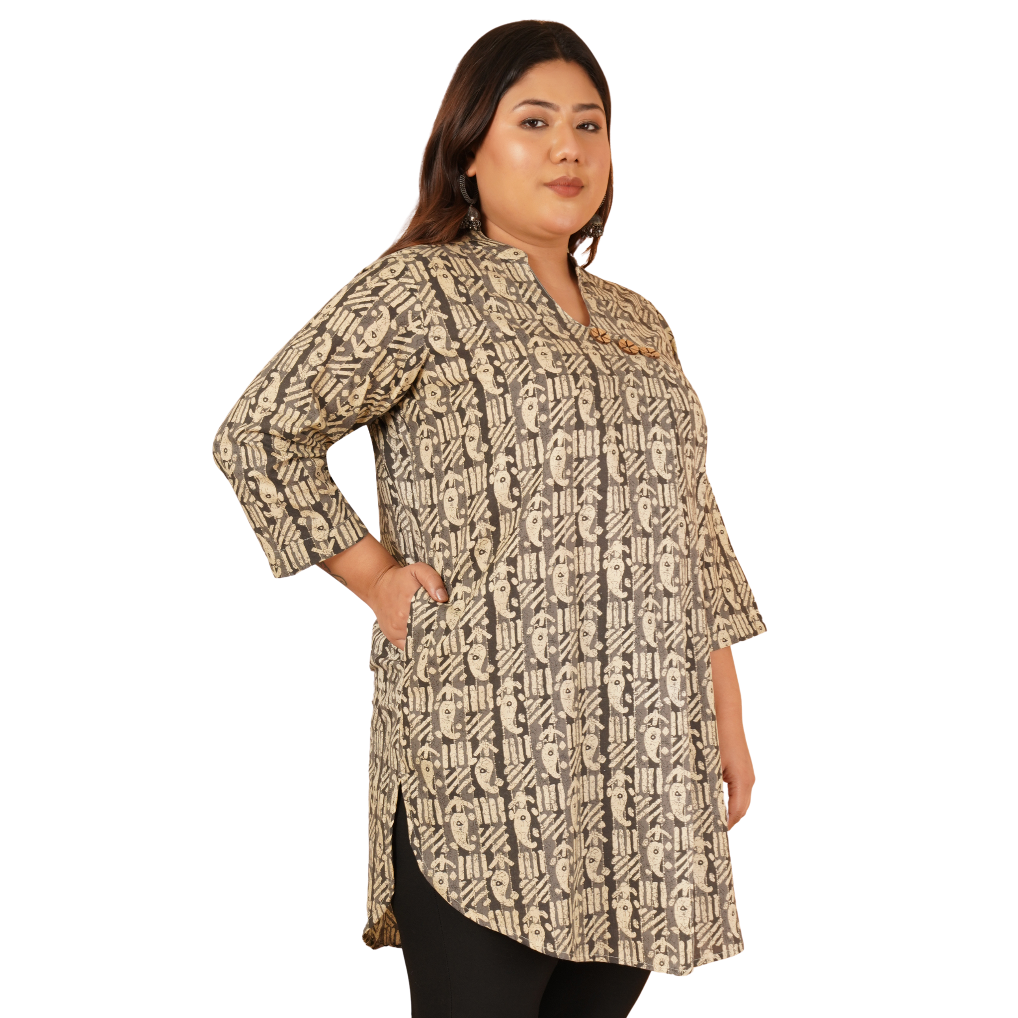 Black Paisley Print Long Tunic