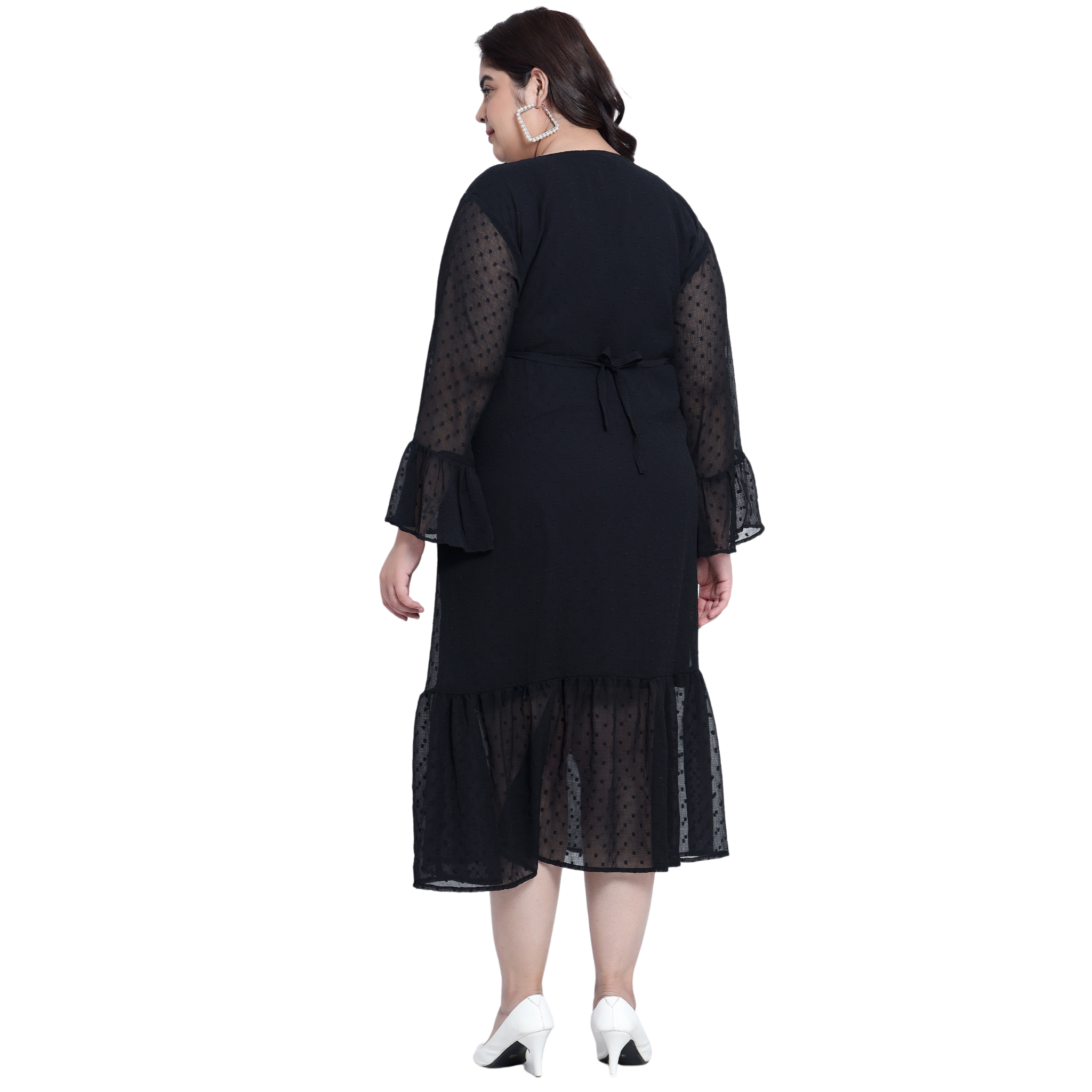 Black Georgette Tier Plus Size Dress