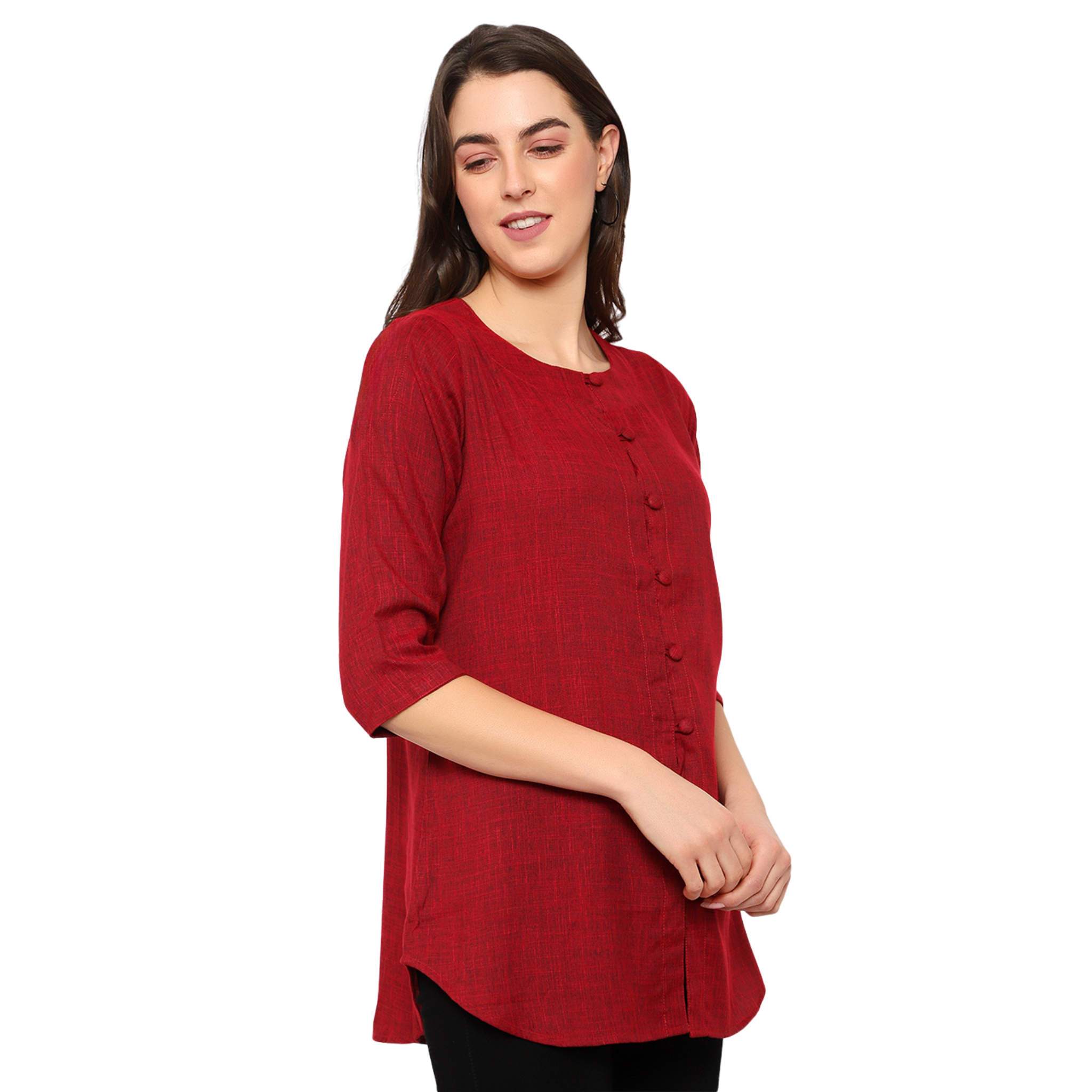 Maroon Cotton Linen Tunic