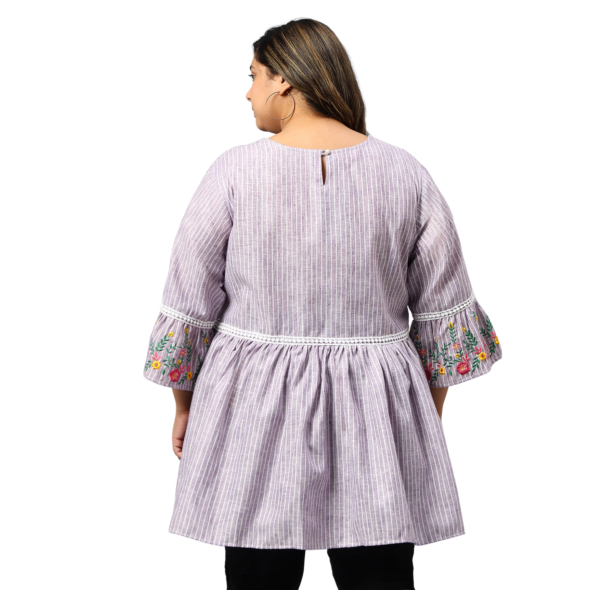 Lavender Embroidered Plus Size Tunic