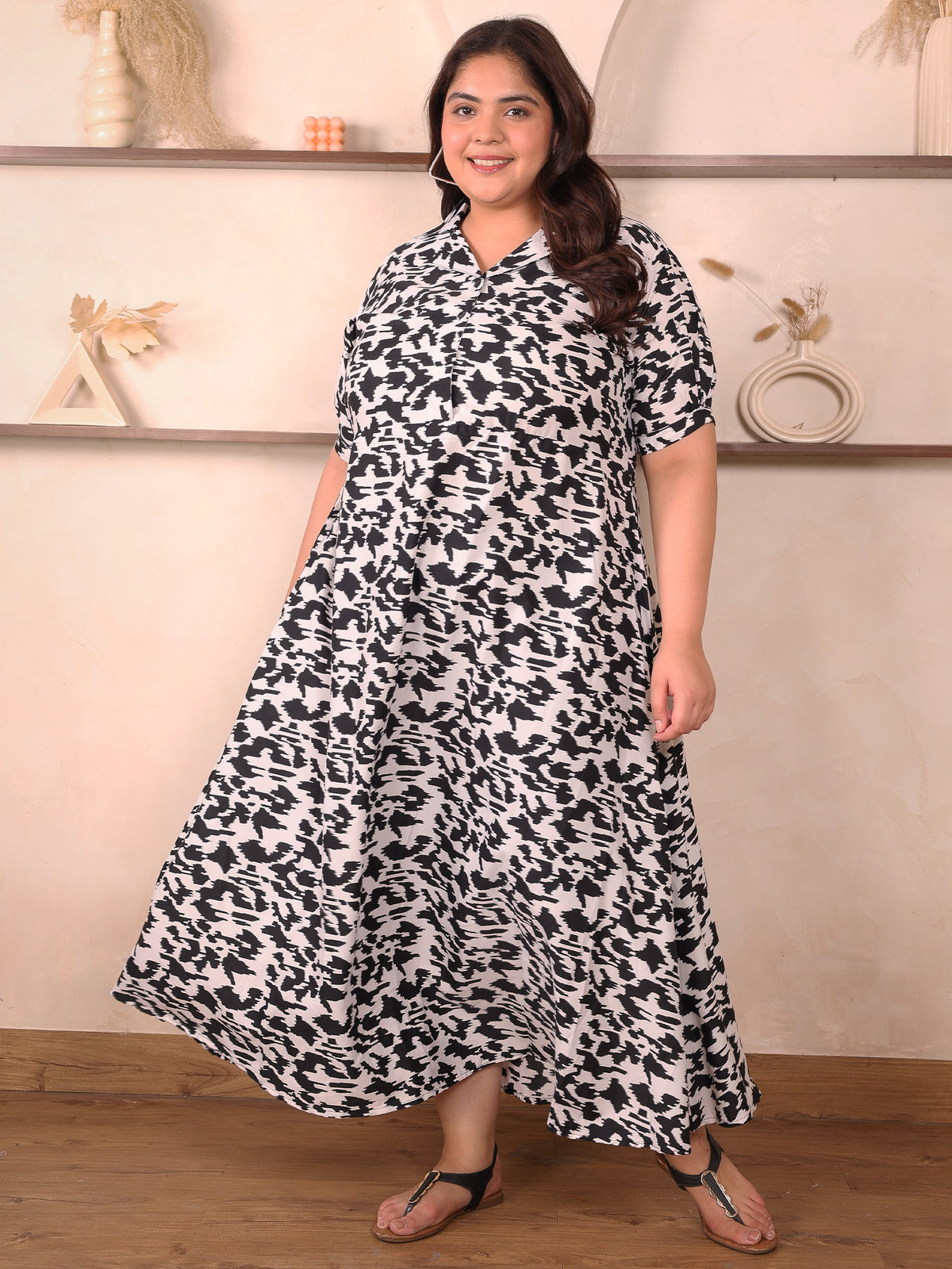 Black and White Plus Size Dress