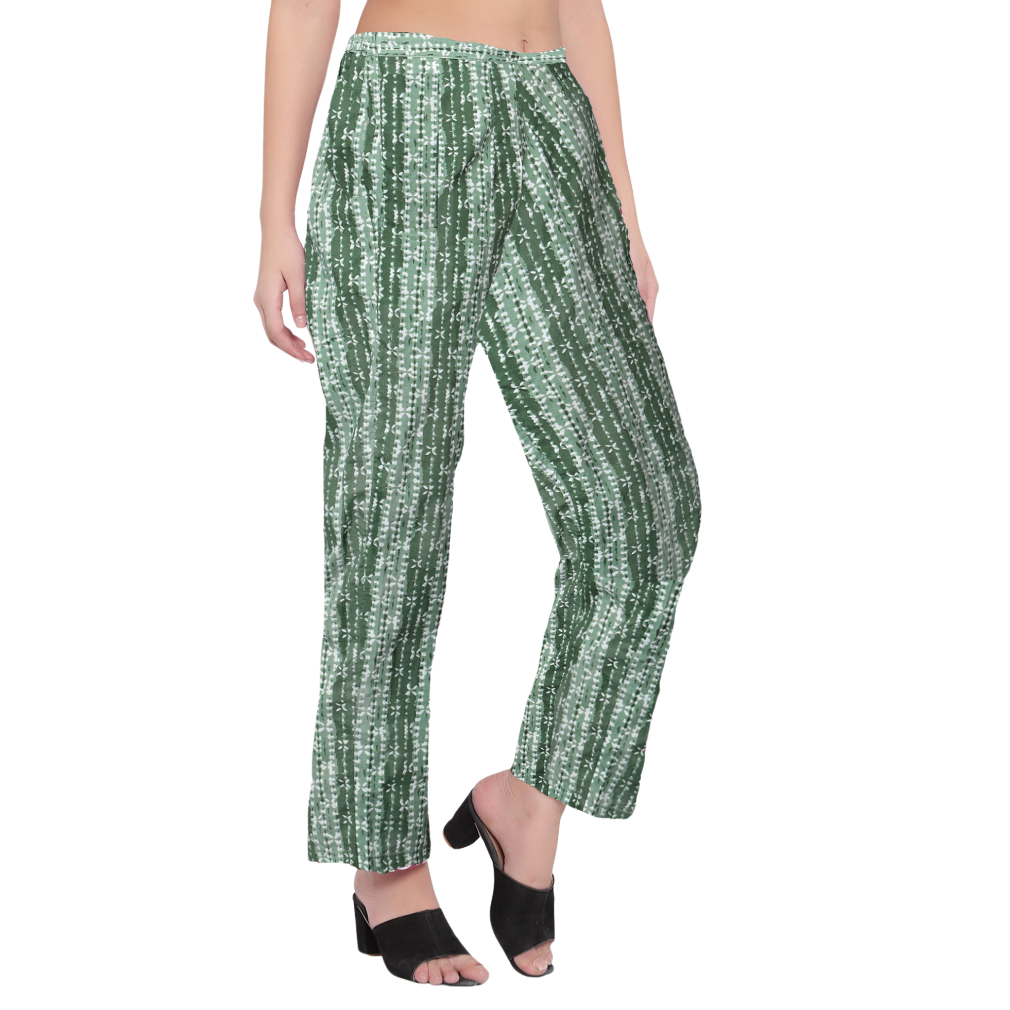 Green Hand Block Print Trousers